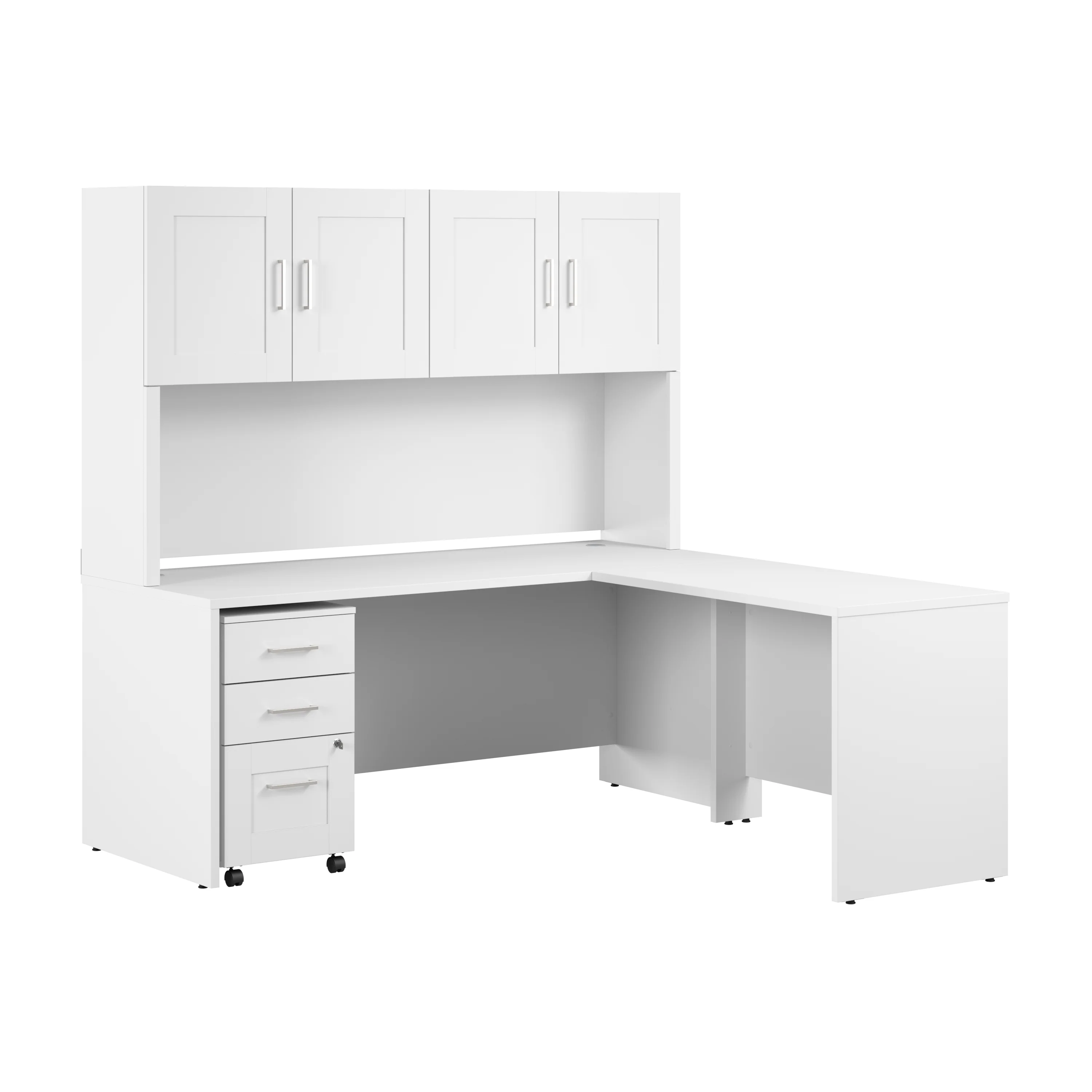 Hampton Heights 72W x 30D L-Shaped Office Desk with Hutch and 3 Drawer Mobile File Cabinet