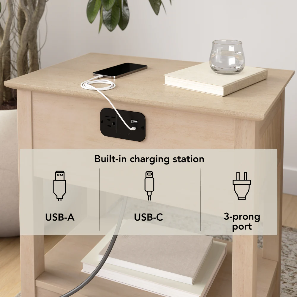 Bush Home Camille Fluted End Table with Drawer - Set of 2