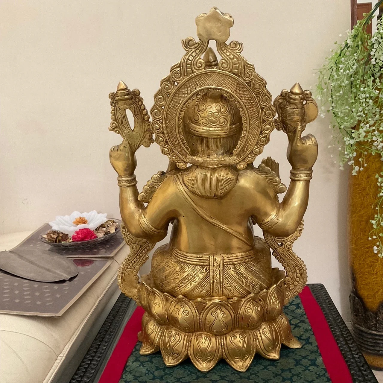 21 Inch Lord Ganesh Brass Idol - Large Ganpati Statue for Home Entrance, Housewarming Pooja