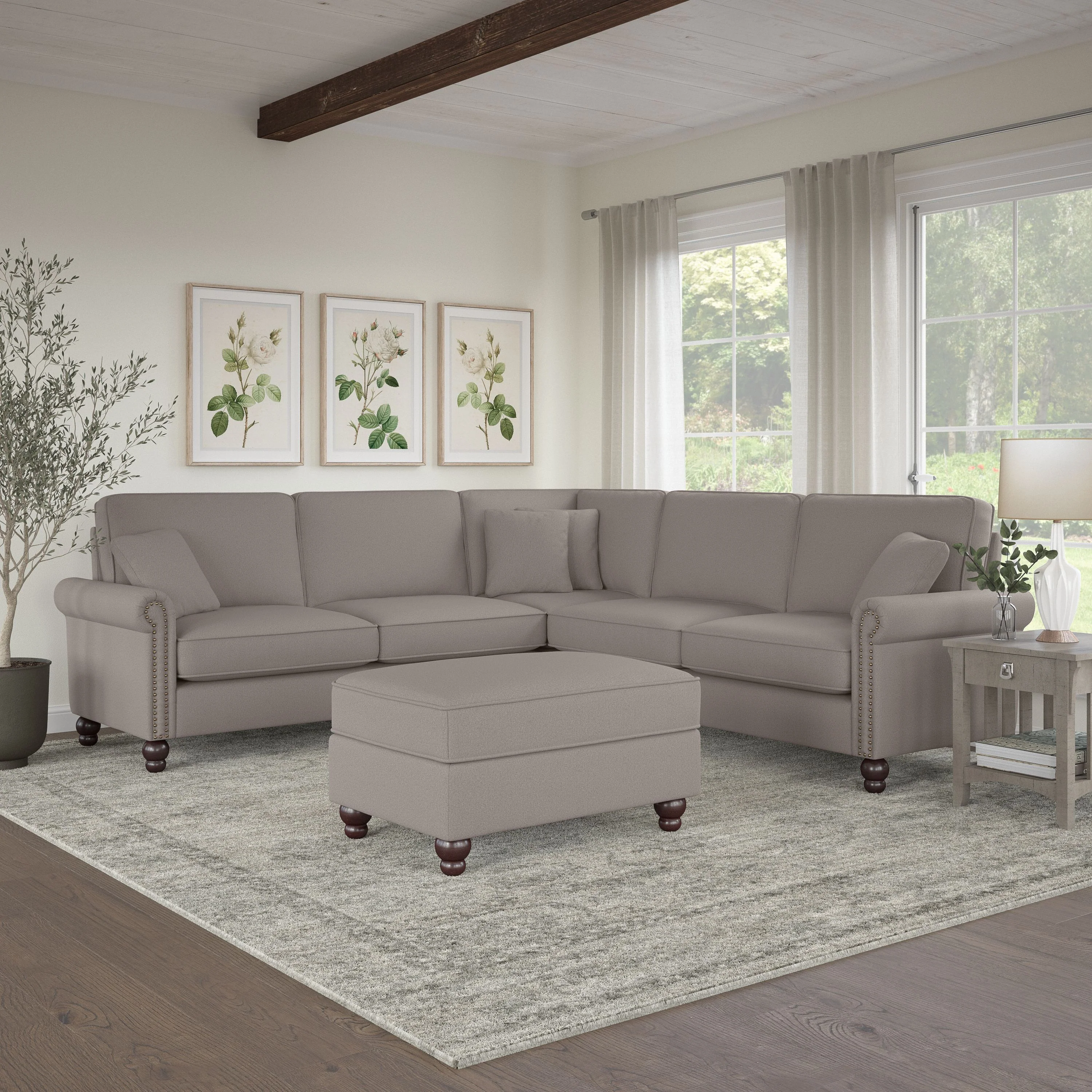 Coventry 99W L Shaped Sectional Couch with Ottoman