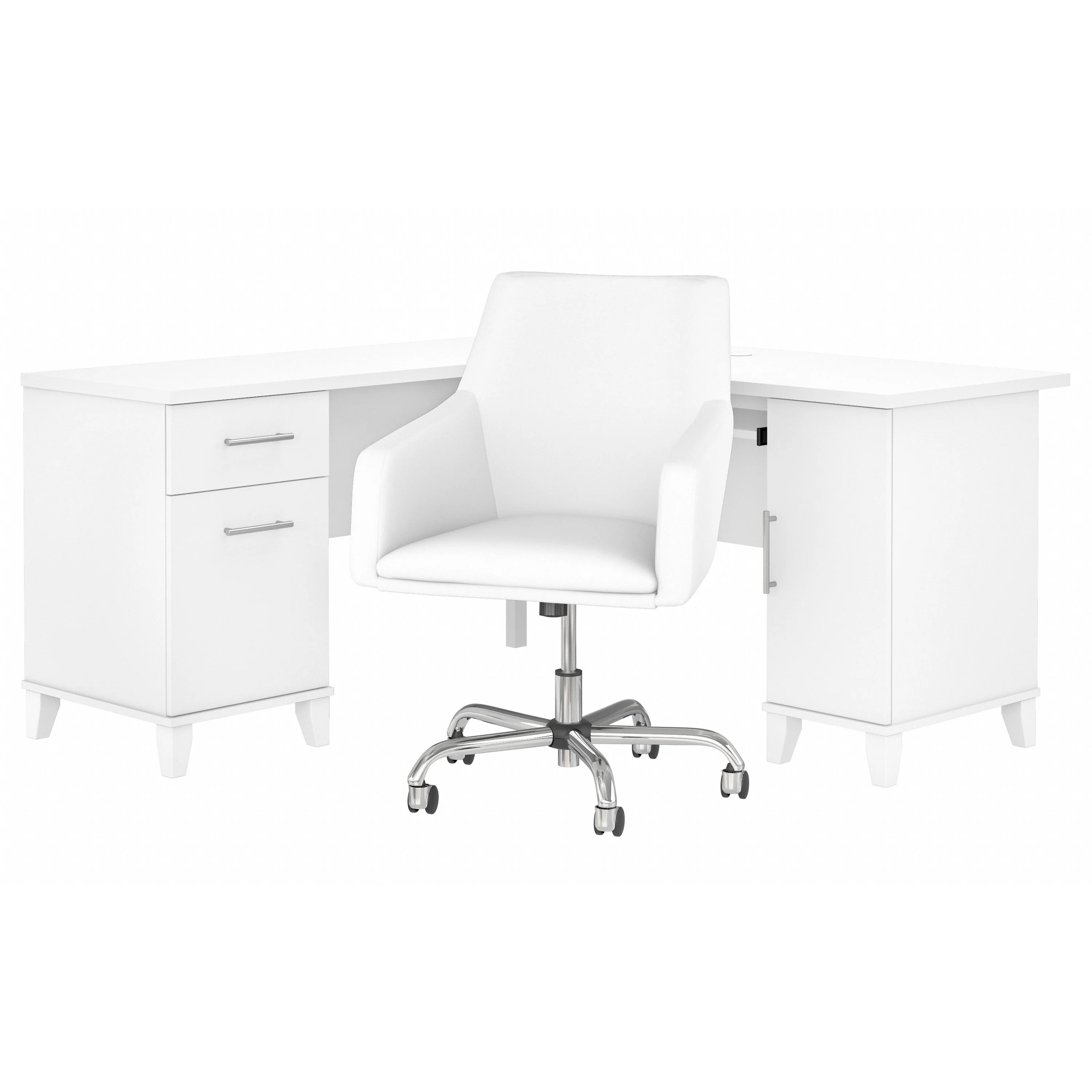 Somerset 60W L Shaped Desk with Mid Back Leather Box Chair