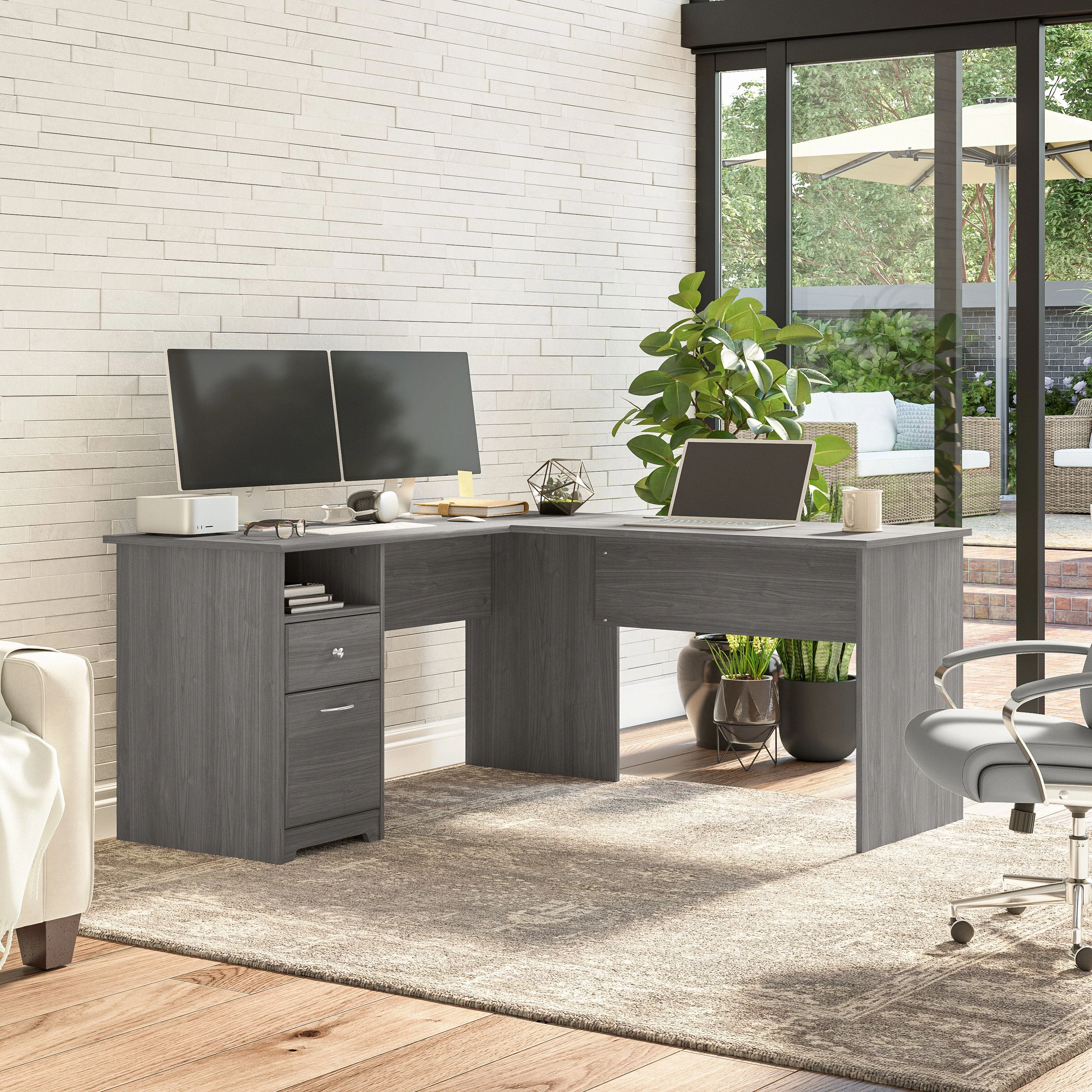 Cabot 60W L Shaped Computer Desk with Drawers