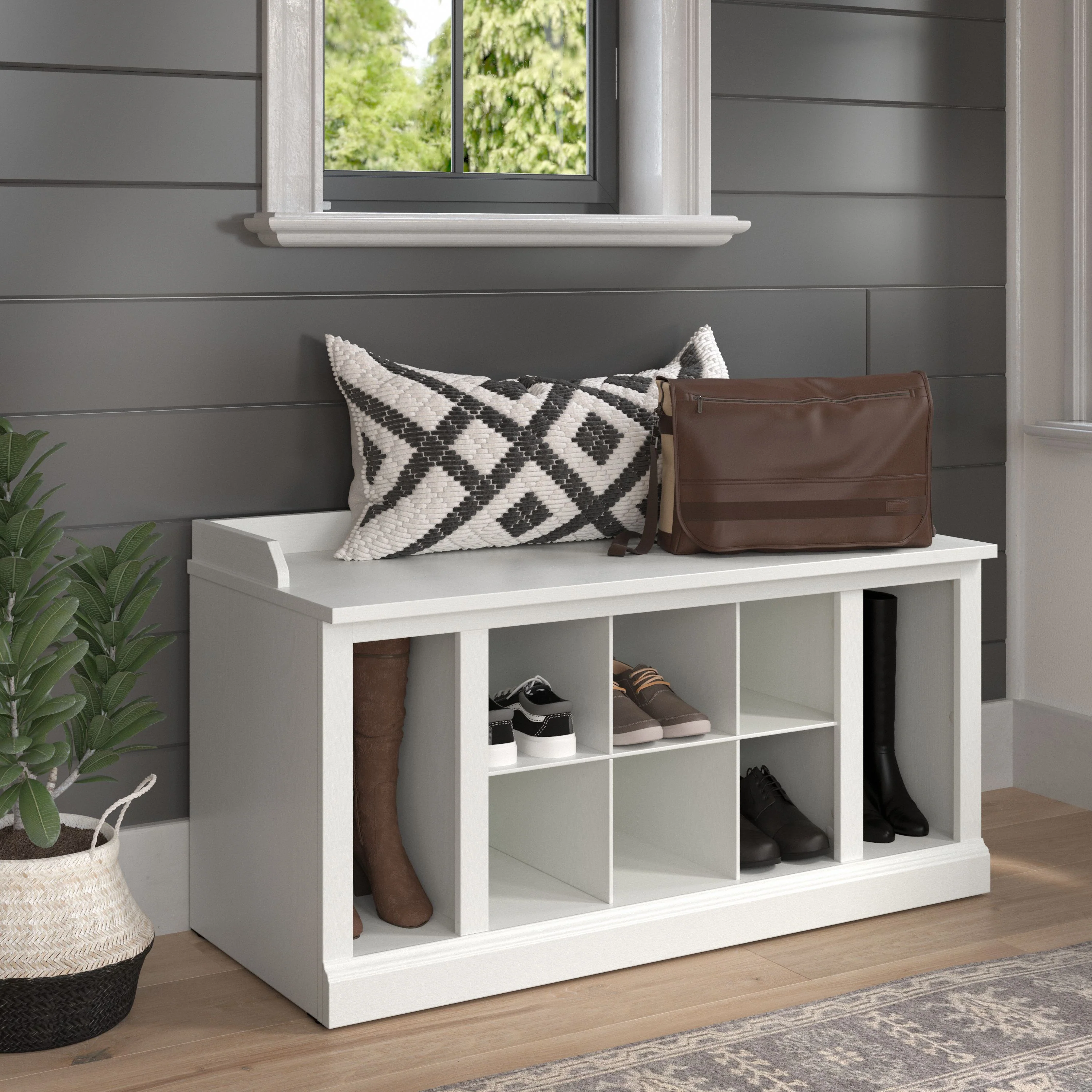 Woodland 40W Shoe Storage Bench with Shelves