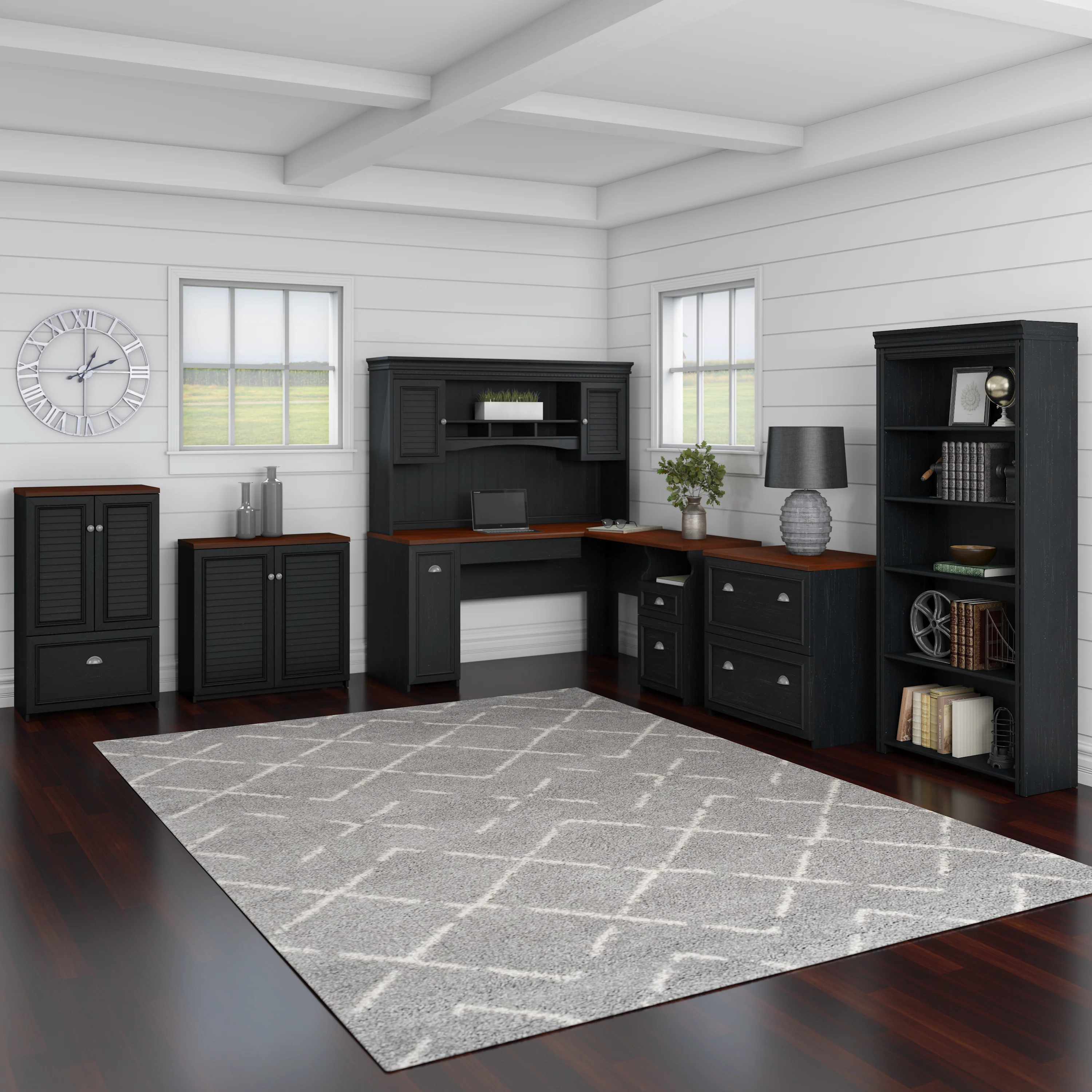 Fairview 60W L Shaped Desk with Hutch