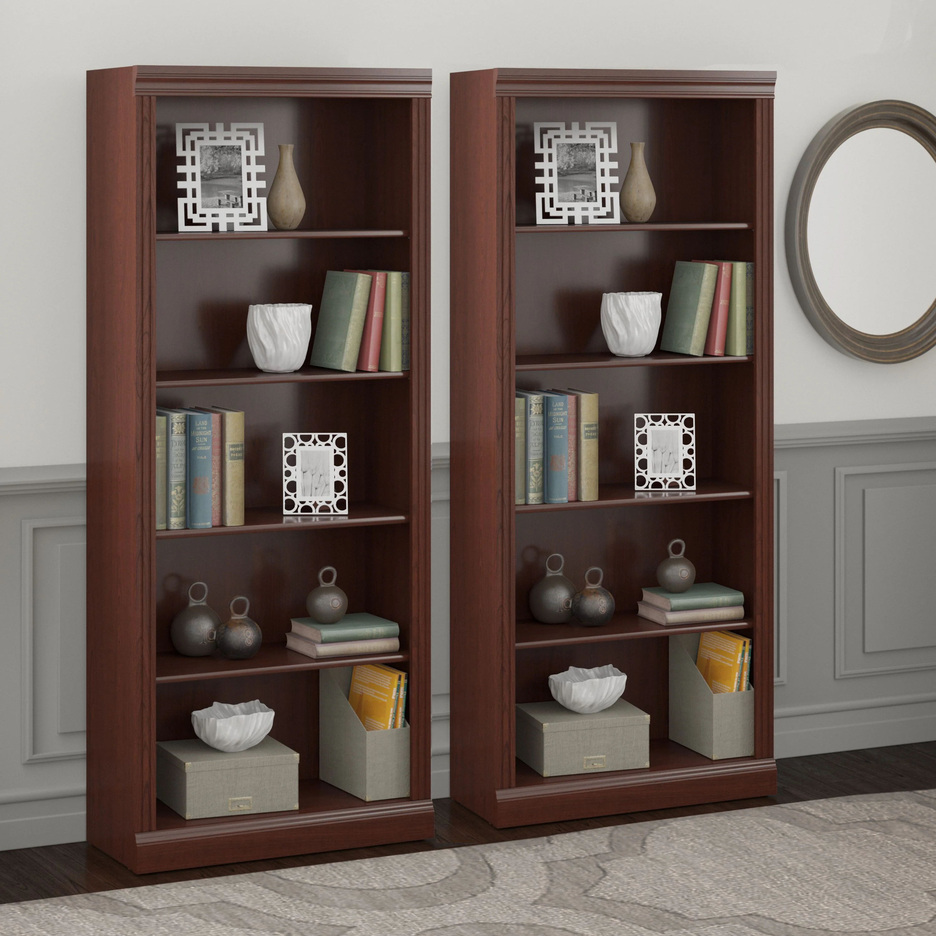 Saratoga Tall 5 Shelf Bookcase - Set of 2