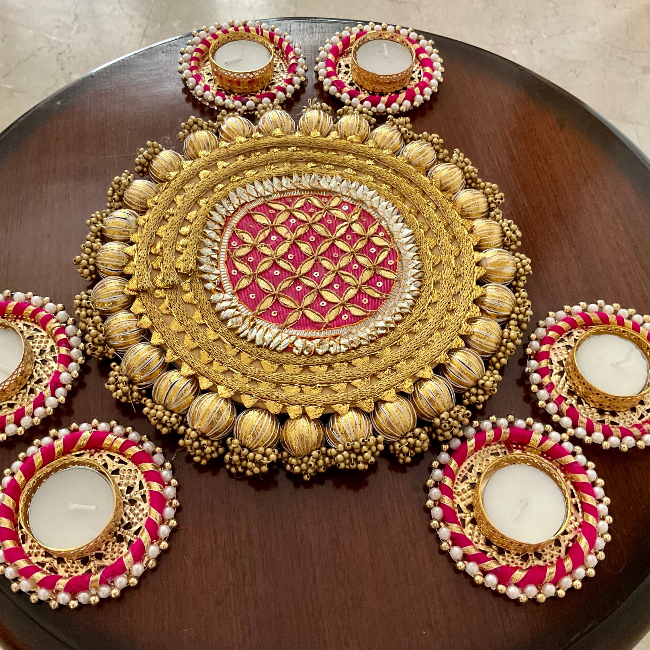 Shubh Labh, Lotus Hanging With Tea Light holder And Plate (Set of 15) Festive Decoration