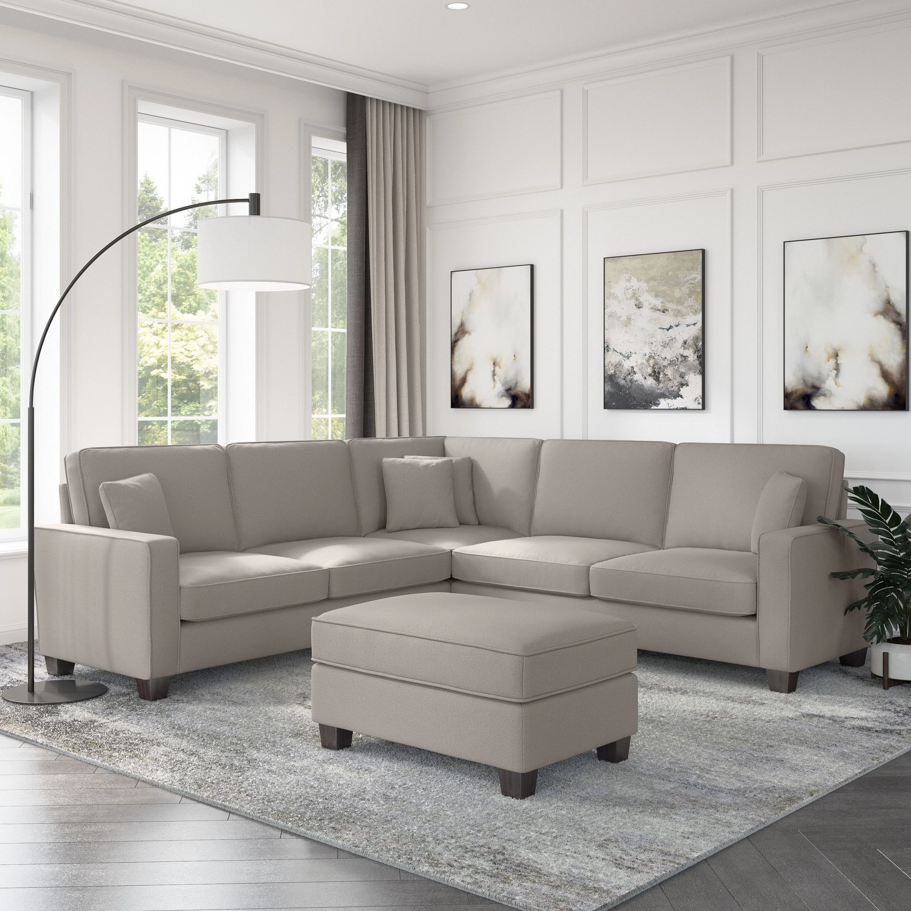 Stockton 99W L Shaped Sectional Couch with Ottoman