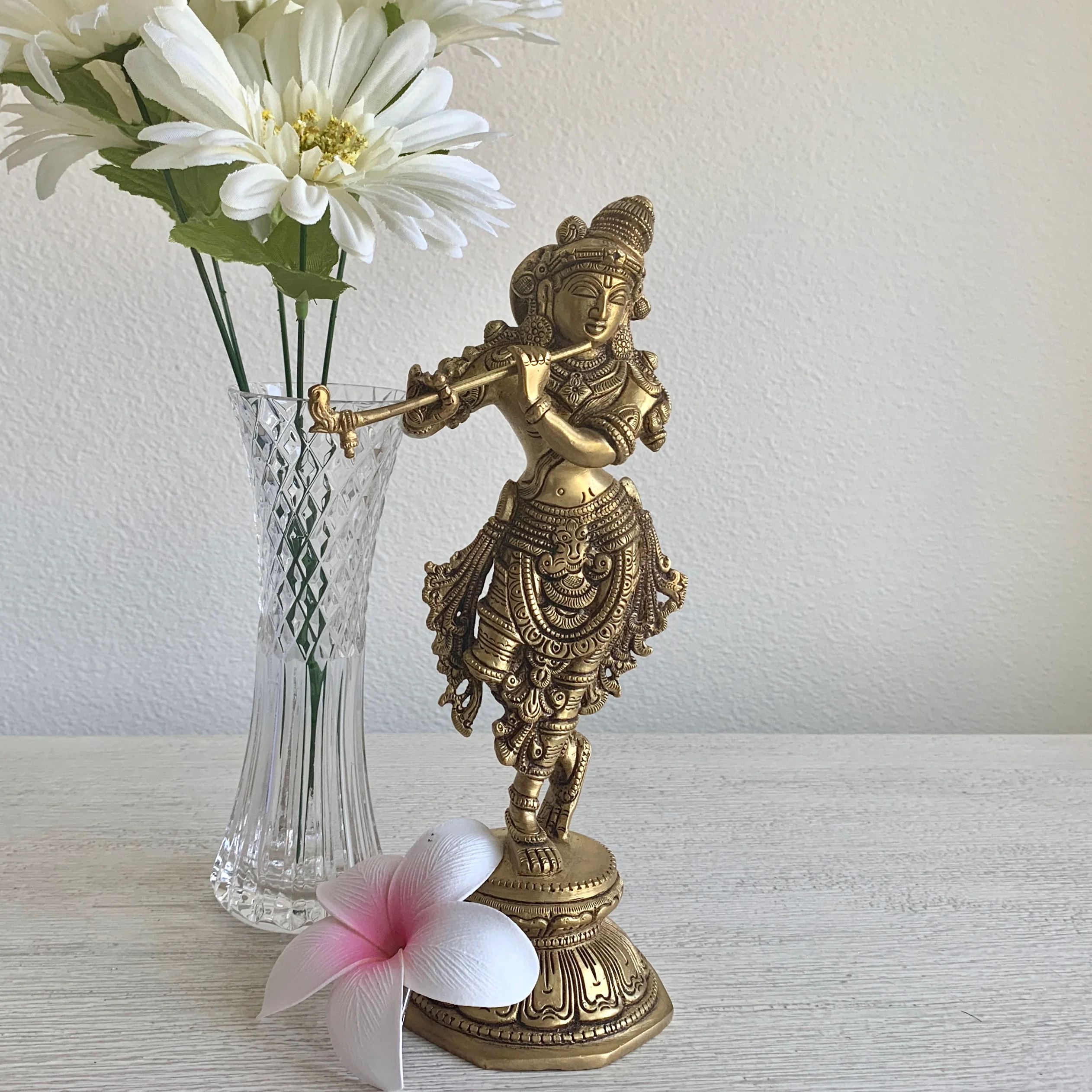 Handcrafted 10 Inches Lord Krishna Brass Idol -  Decorative Figurine