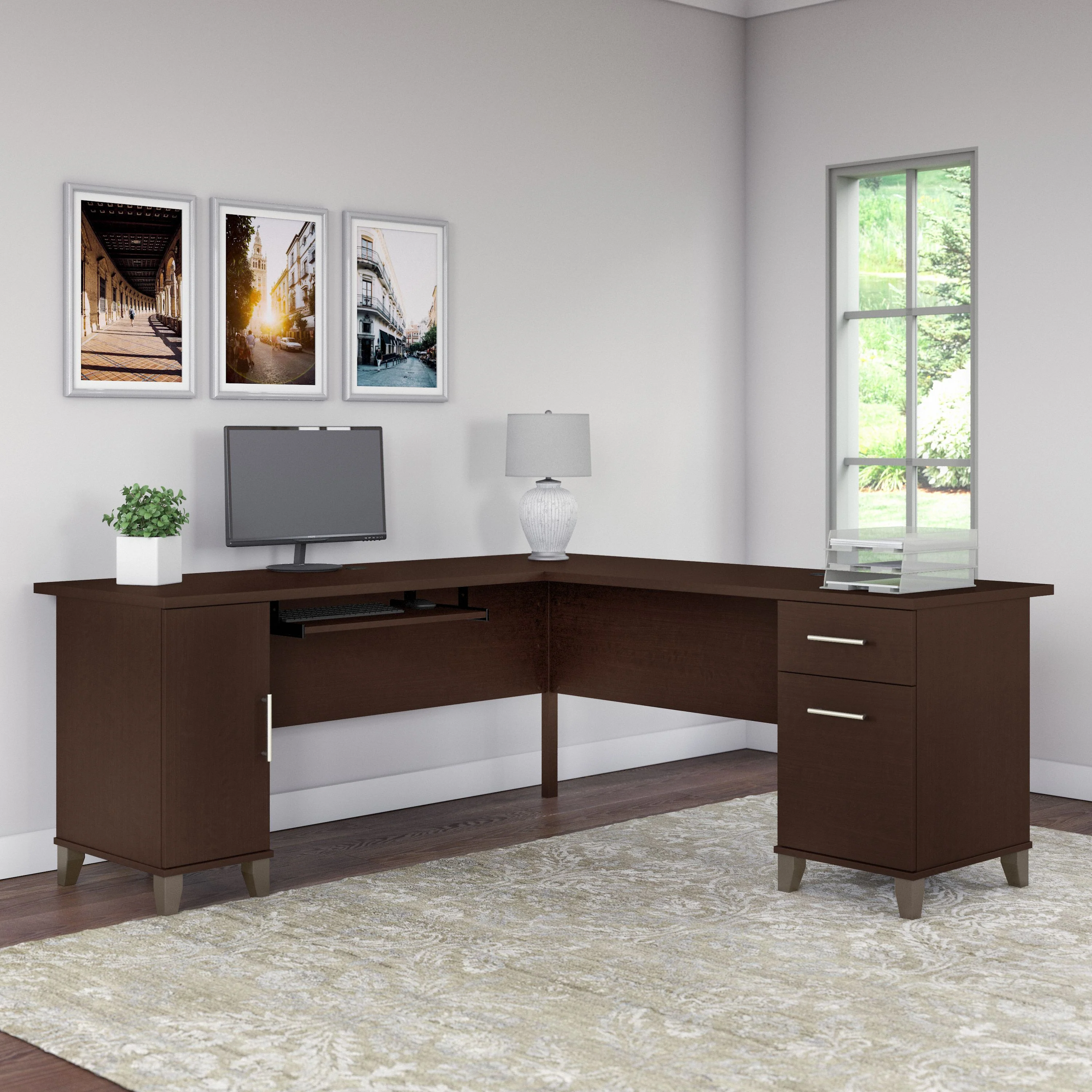 Somerset 72W L Shaped Desk with Storage