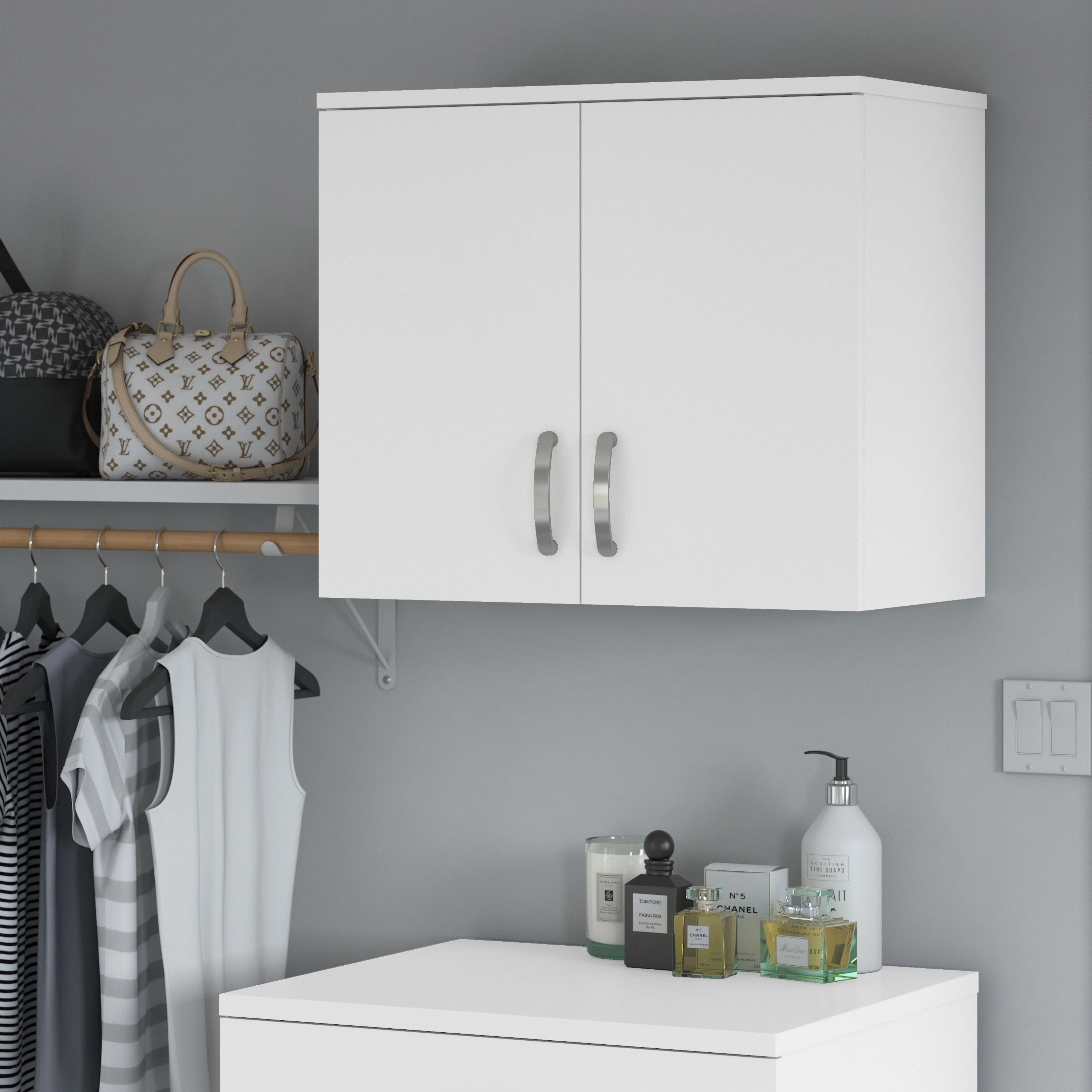 Universal Closet Wall Cabinet with Doors and Shelves