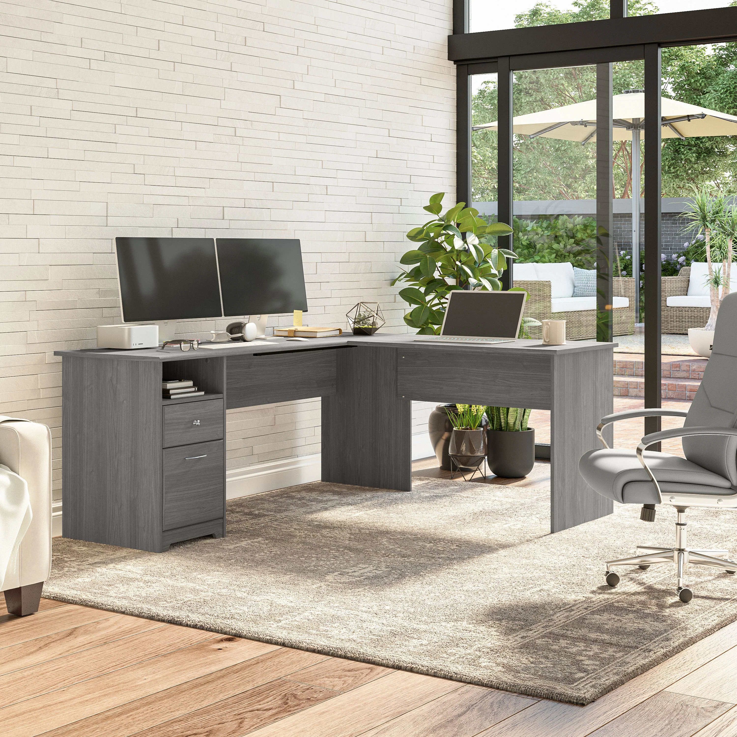 Cabot 72W L Shaped Computer Desk with Drawers