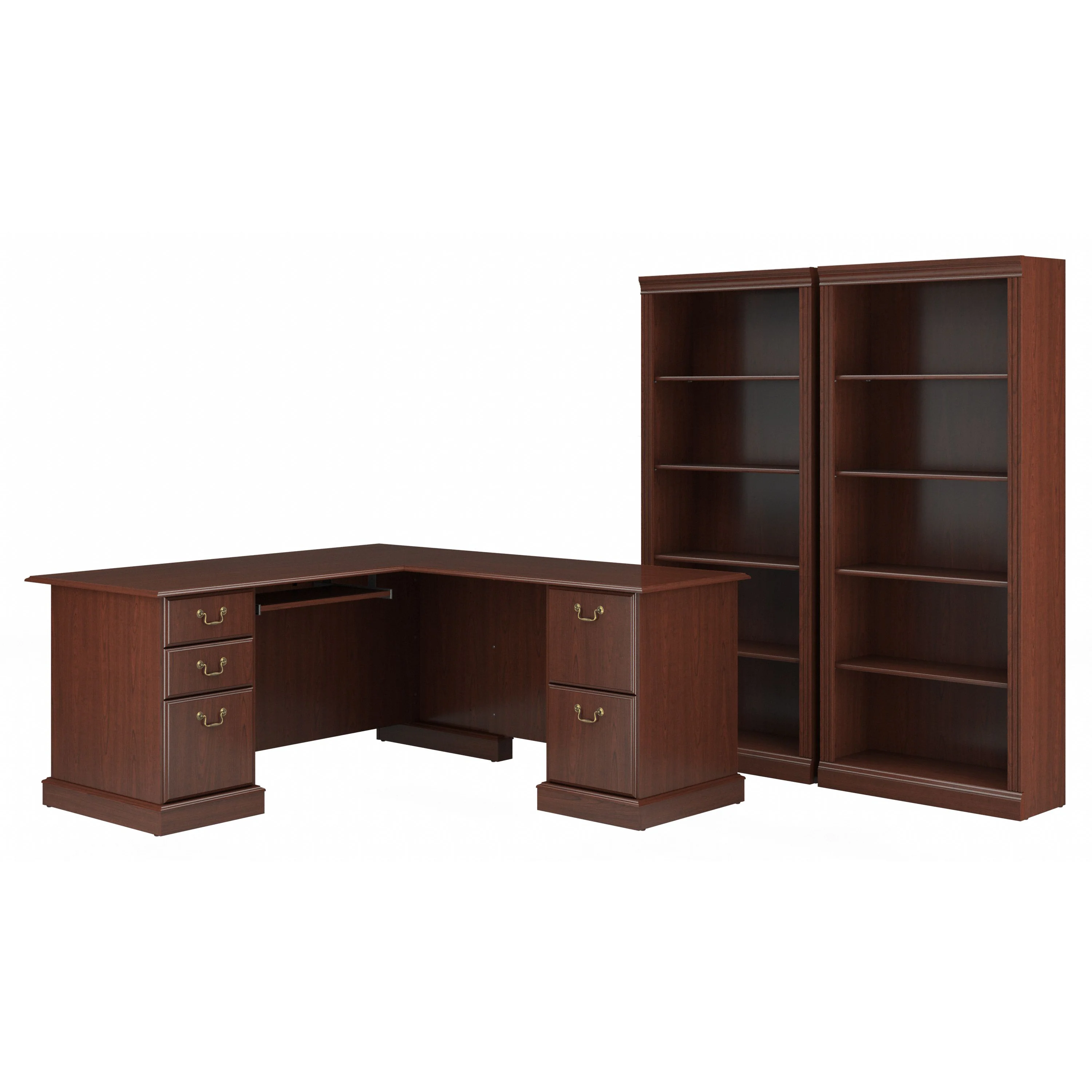 Saratoga L Shaped Computer Desk and Bookcase Set