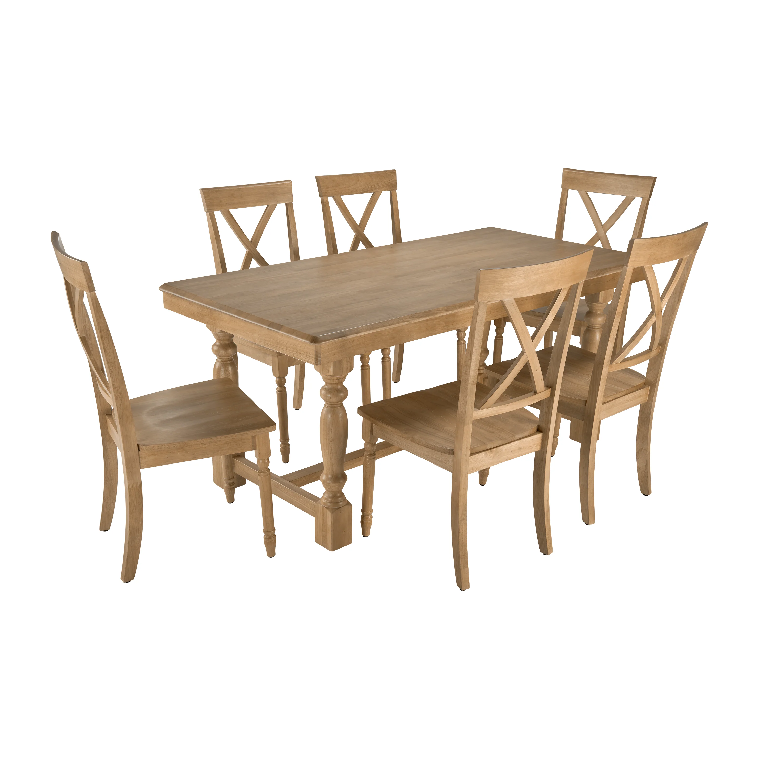 Sterling 67W Squire Trestle Dining Table with 6 Cross Back Dining Chairs