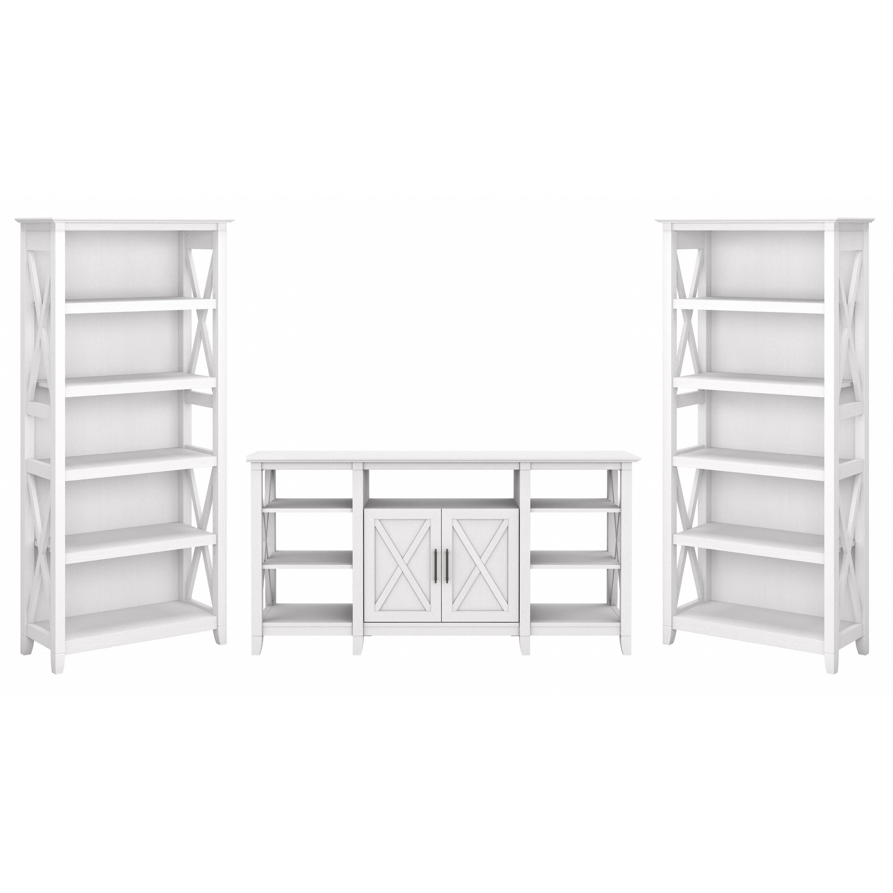Key West Tall TV Stand with Set of 2 Bookcases