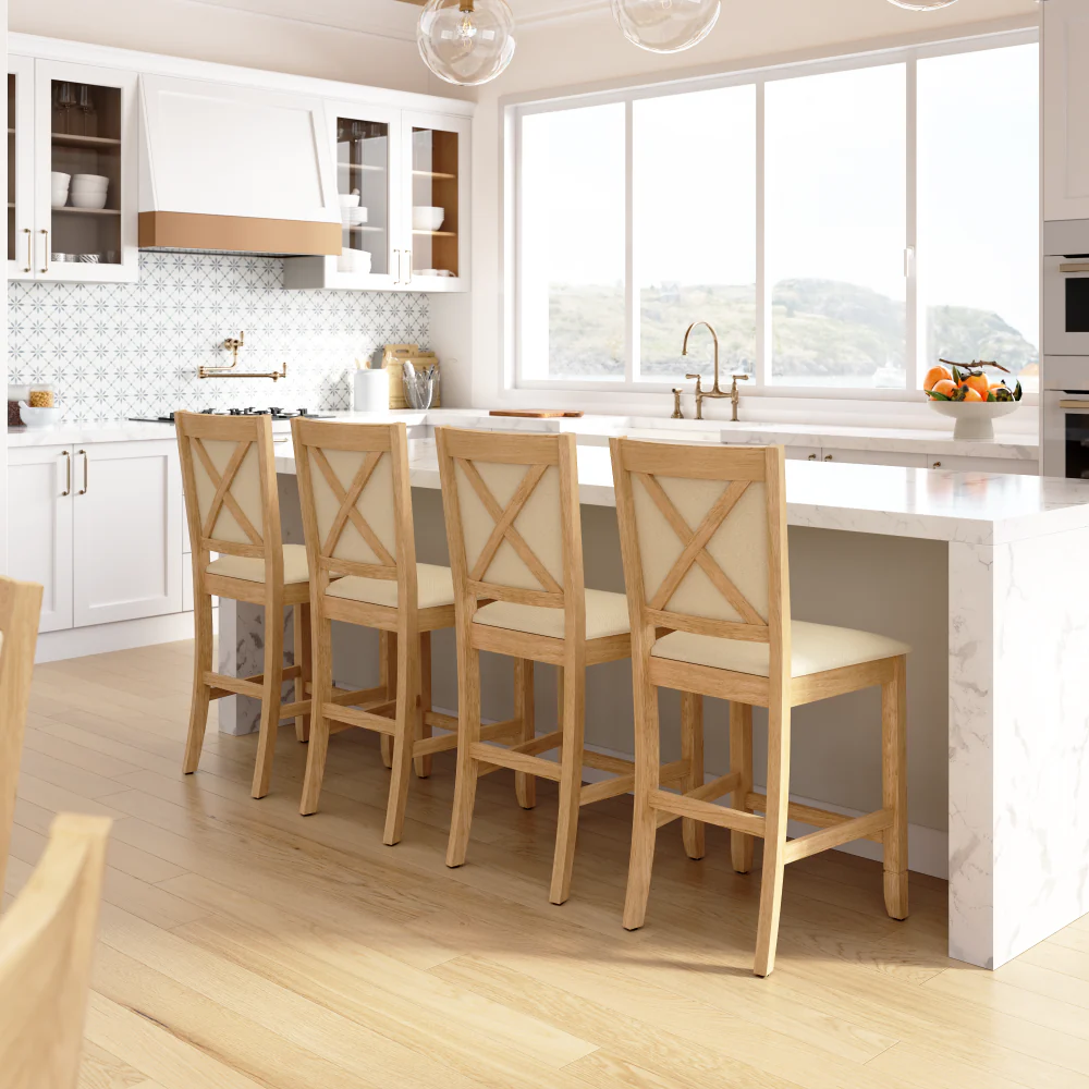 Bush Home Key West Upholstered Cross Back Dining Counter Stool