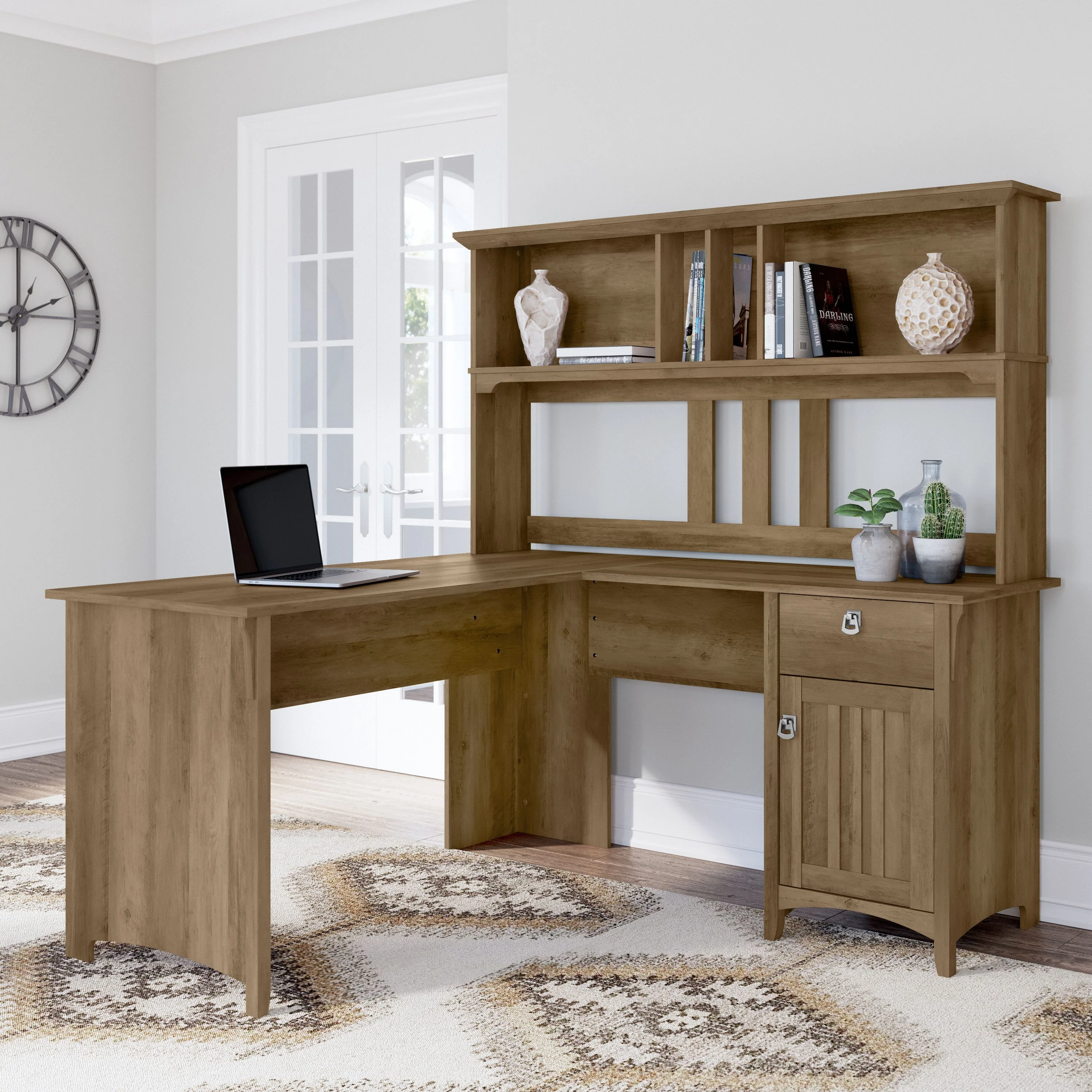 Salinas 60W L Shaped Desk with Hutch