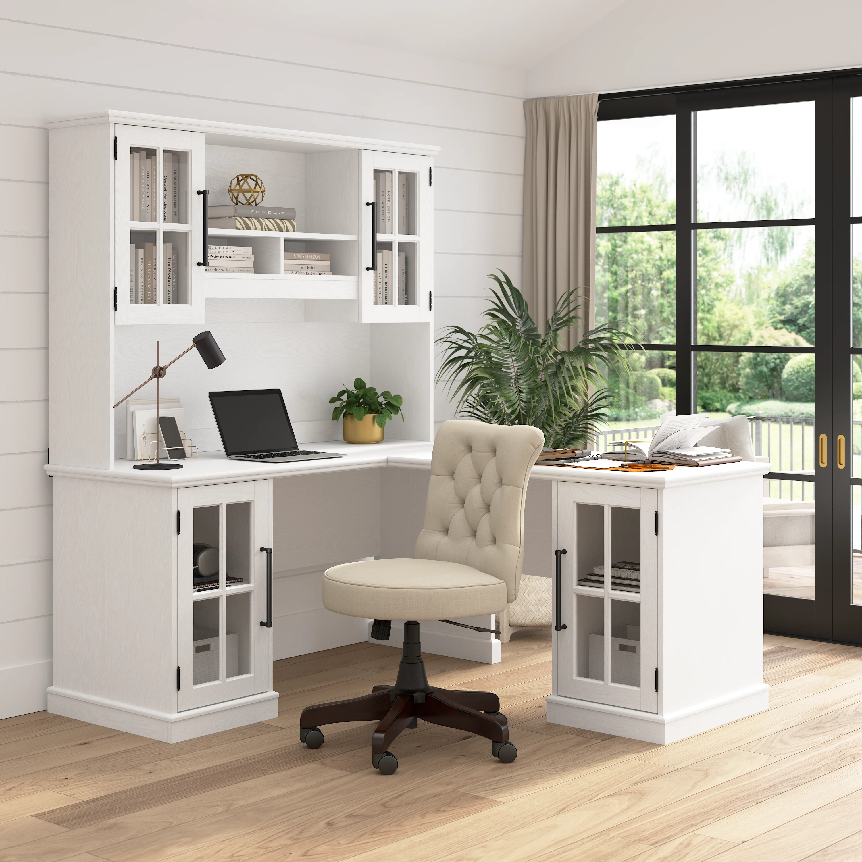 Westbrook 60W L Shaped Desk with Hutch and Storage