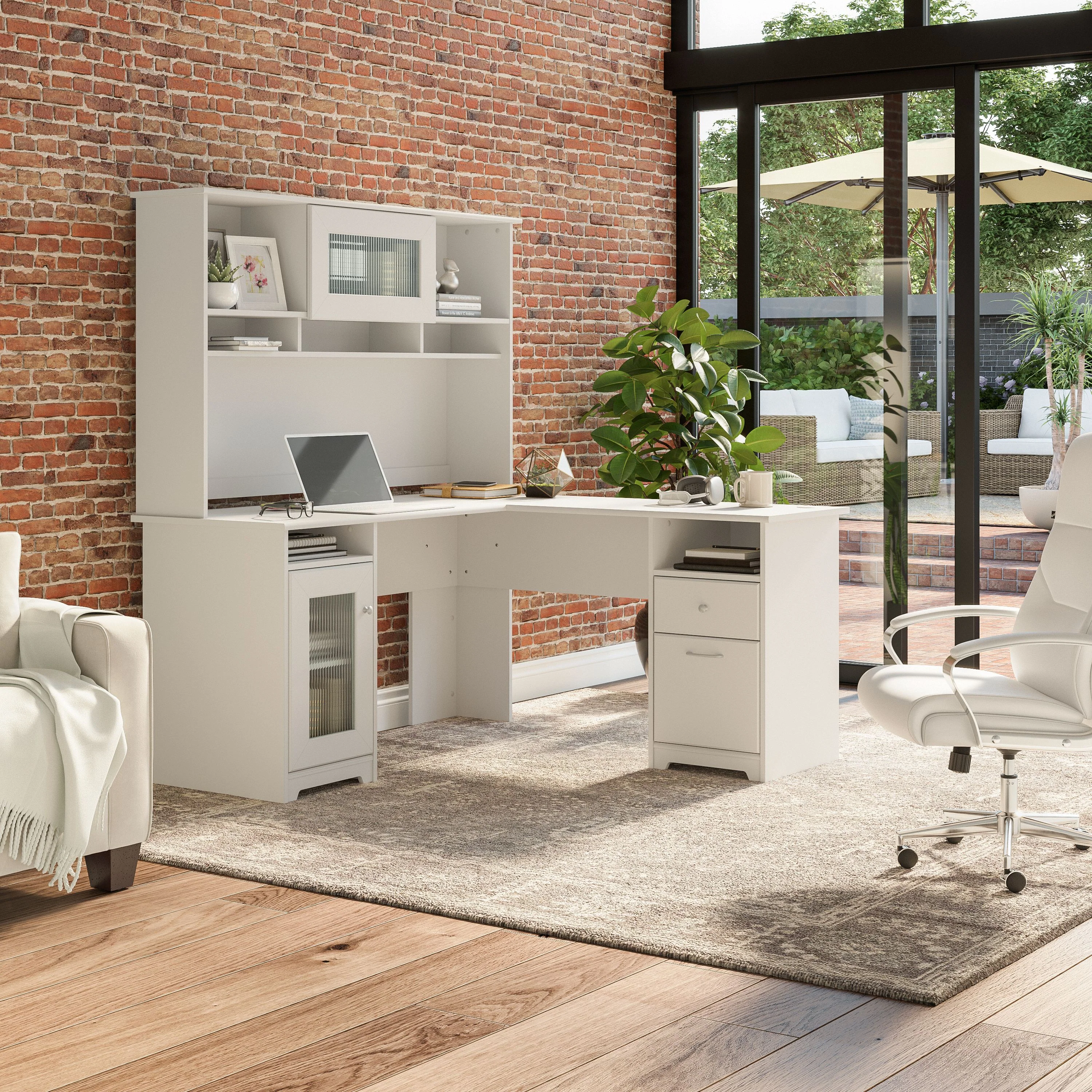 Cabot 60W L Shaped Computer Desk with Hutch and Storage