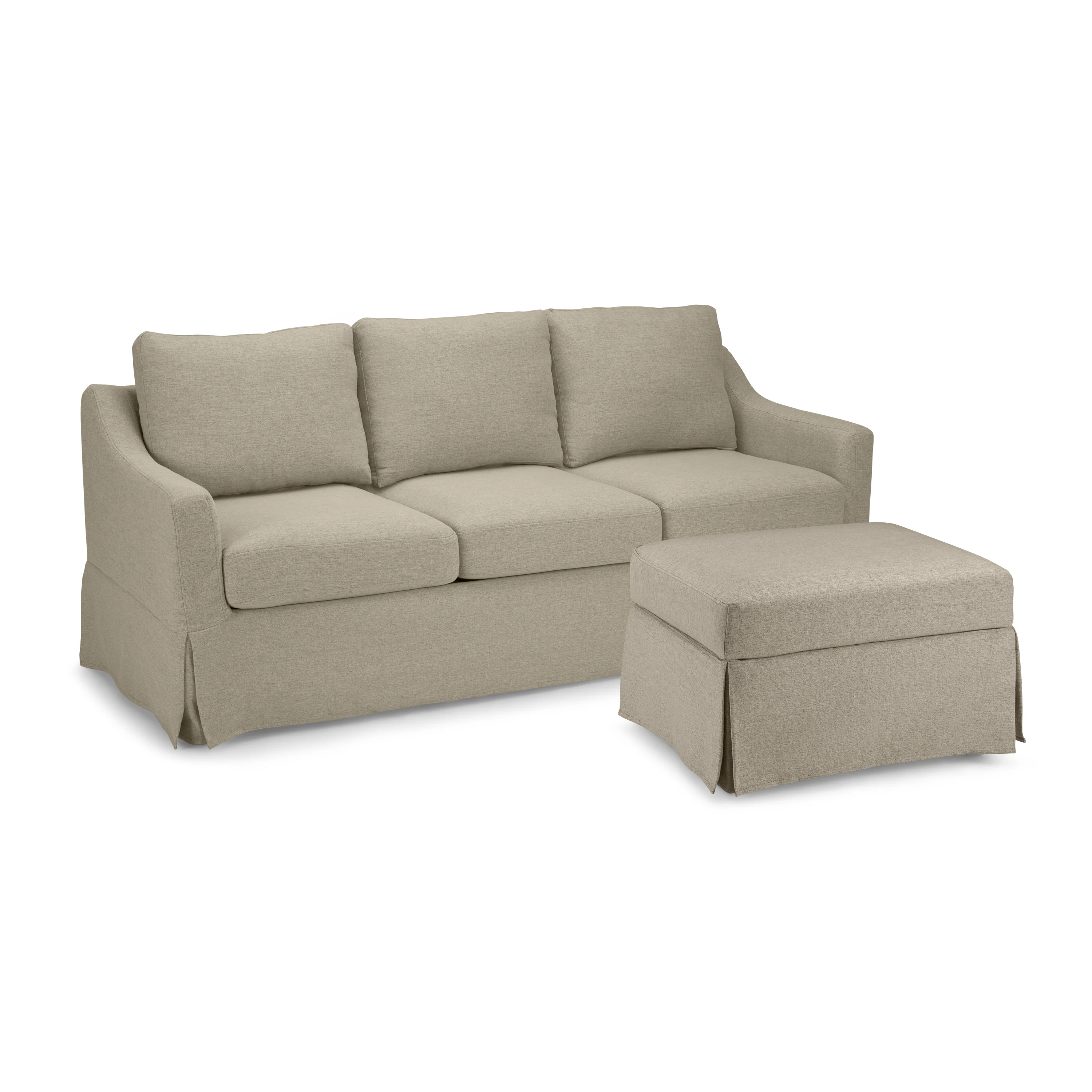 Bush Home Harper 80W Sofa and Storage Ottoman with Slipcovers
