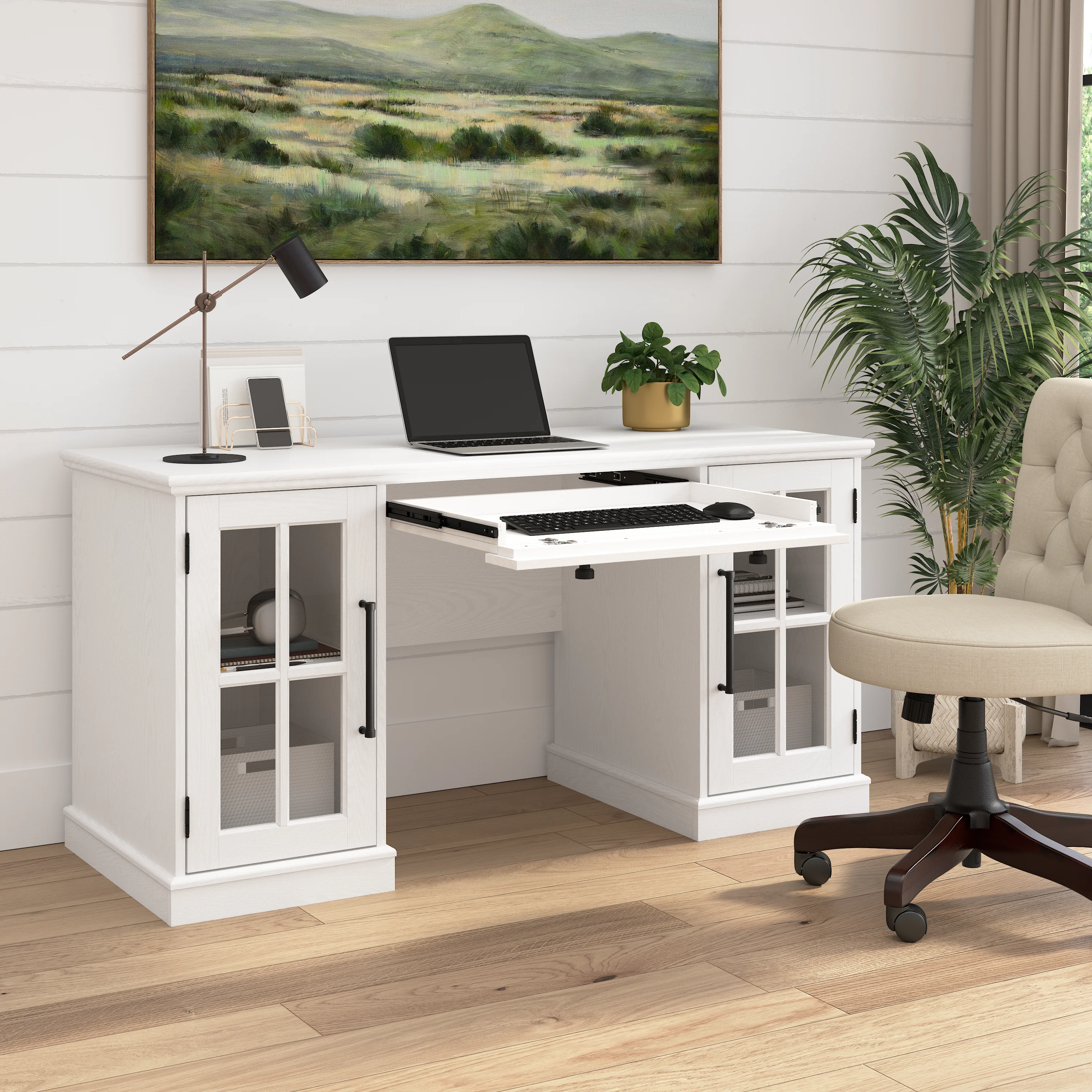 Westbrook 60W Computer Desk with Storage and Keyboard Tray