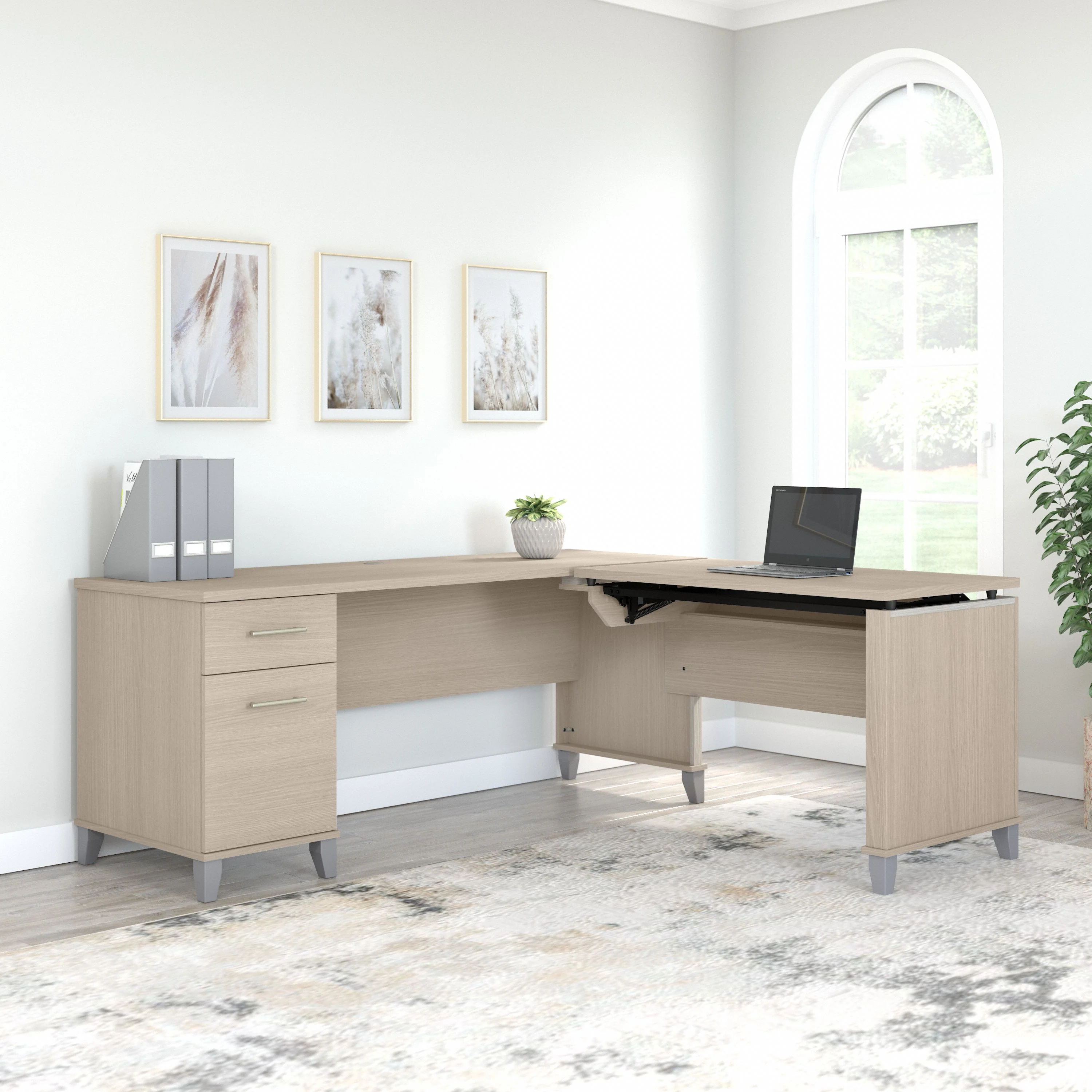 Somerset 72W 3 Position Sit to Stand L Shaped Desk