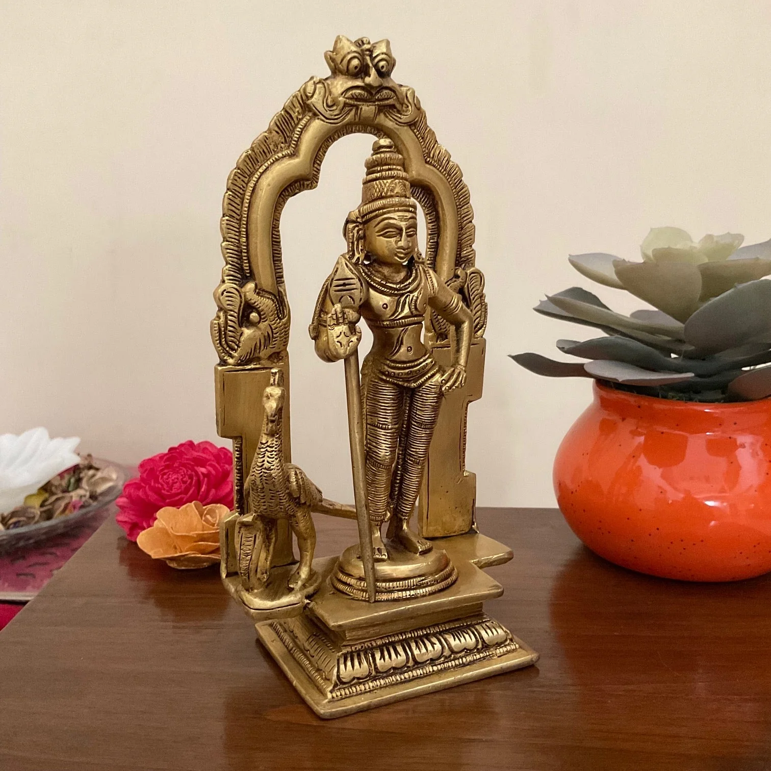 Lord Murugan Swamy Kartikeya Brass Idol - Decorative Figurine