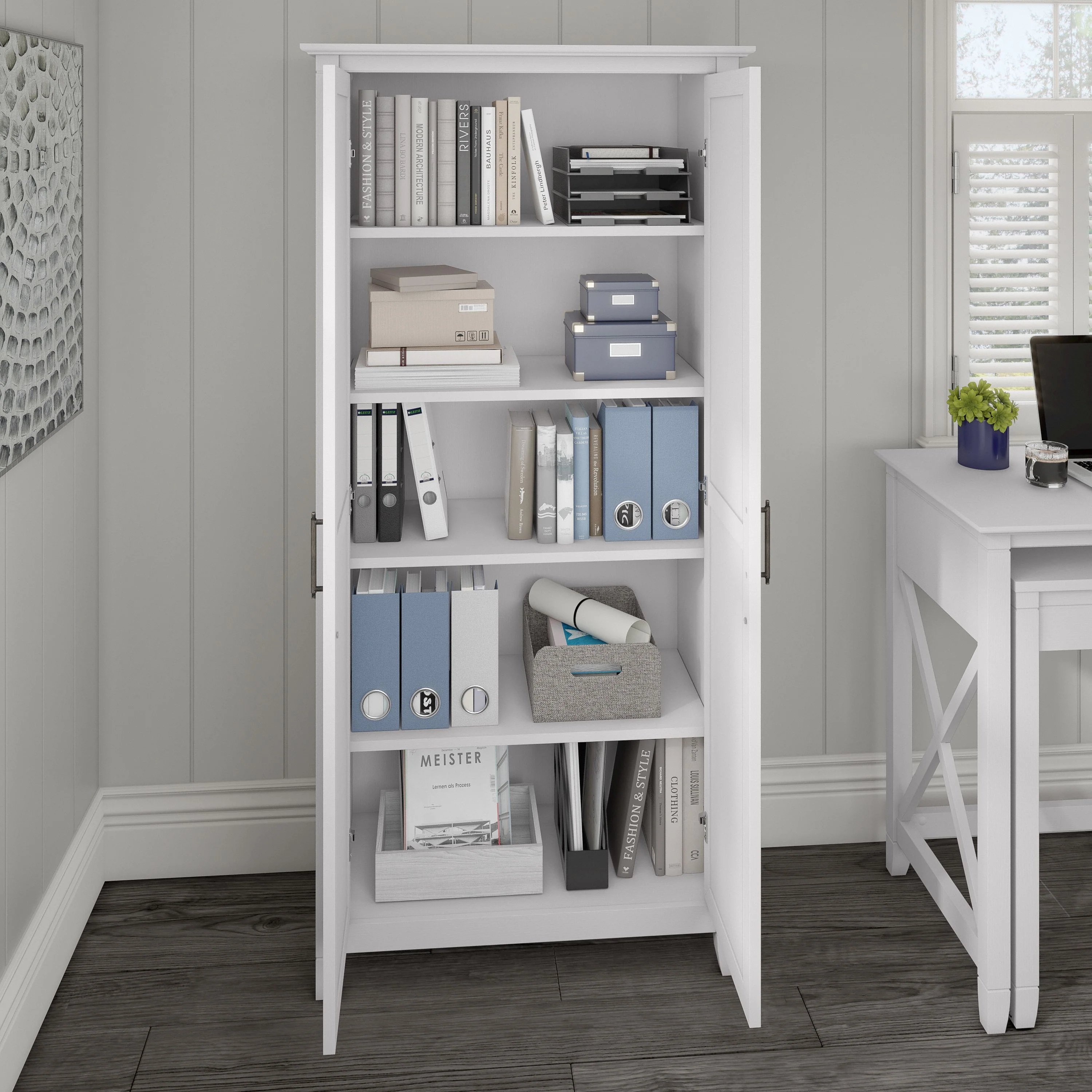 Key West Tall Storage Cabinet with Doors and Shelves