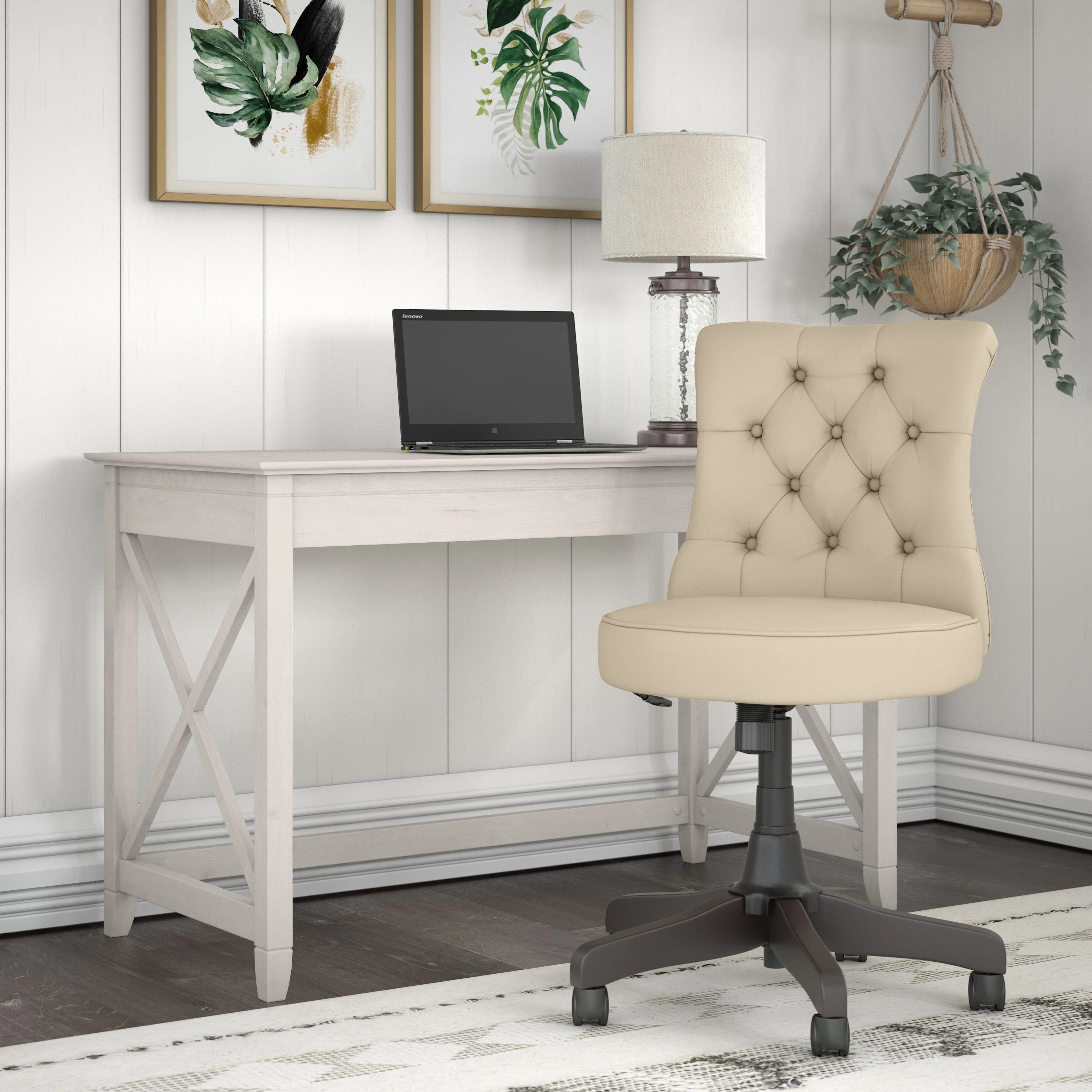Key West 48W Writing Desk with Mid Back Tufted Office Chair