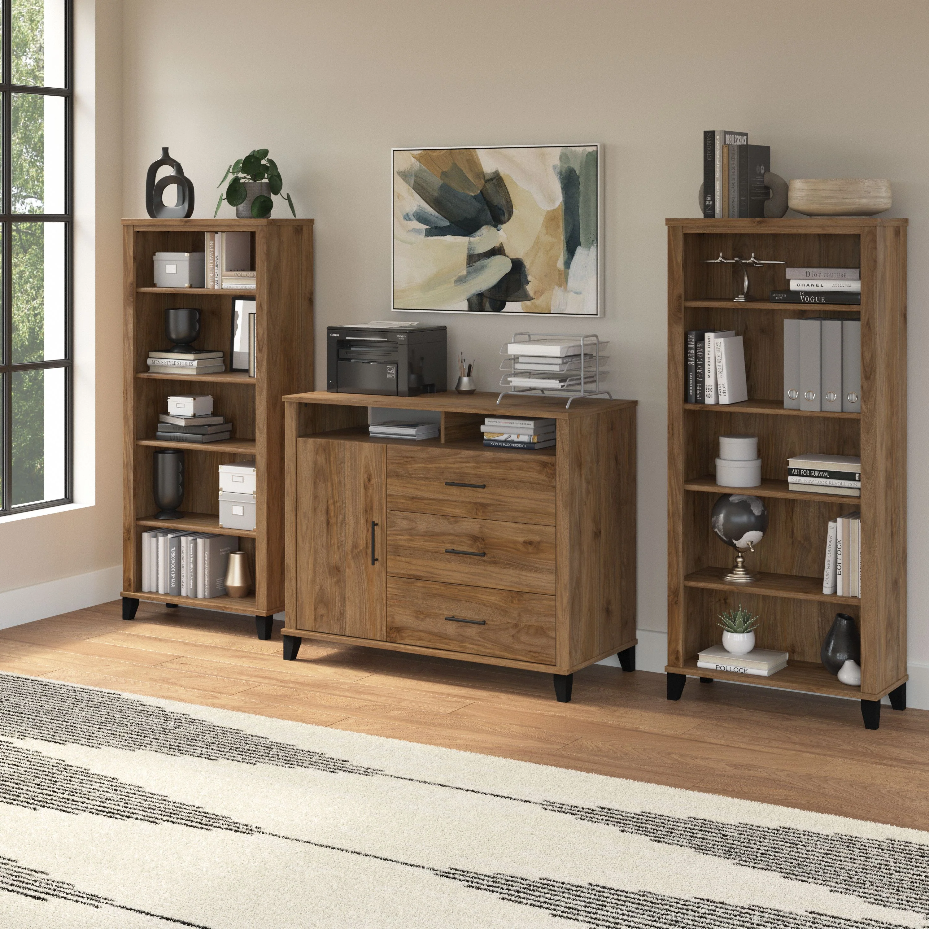 Office Storage Credenza with Bookcases