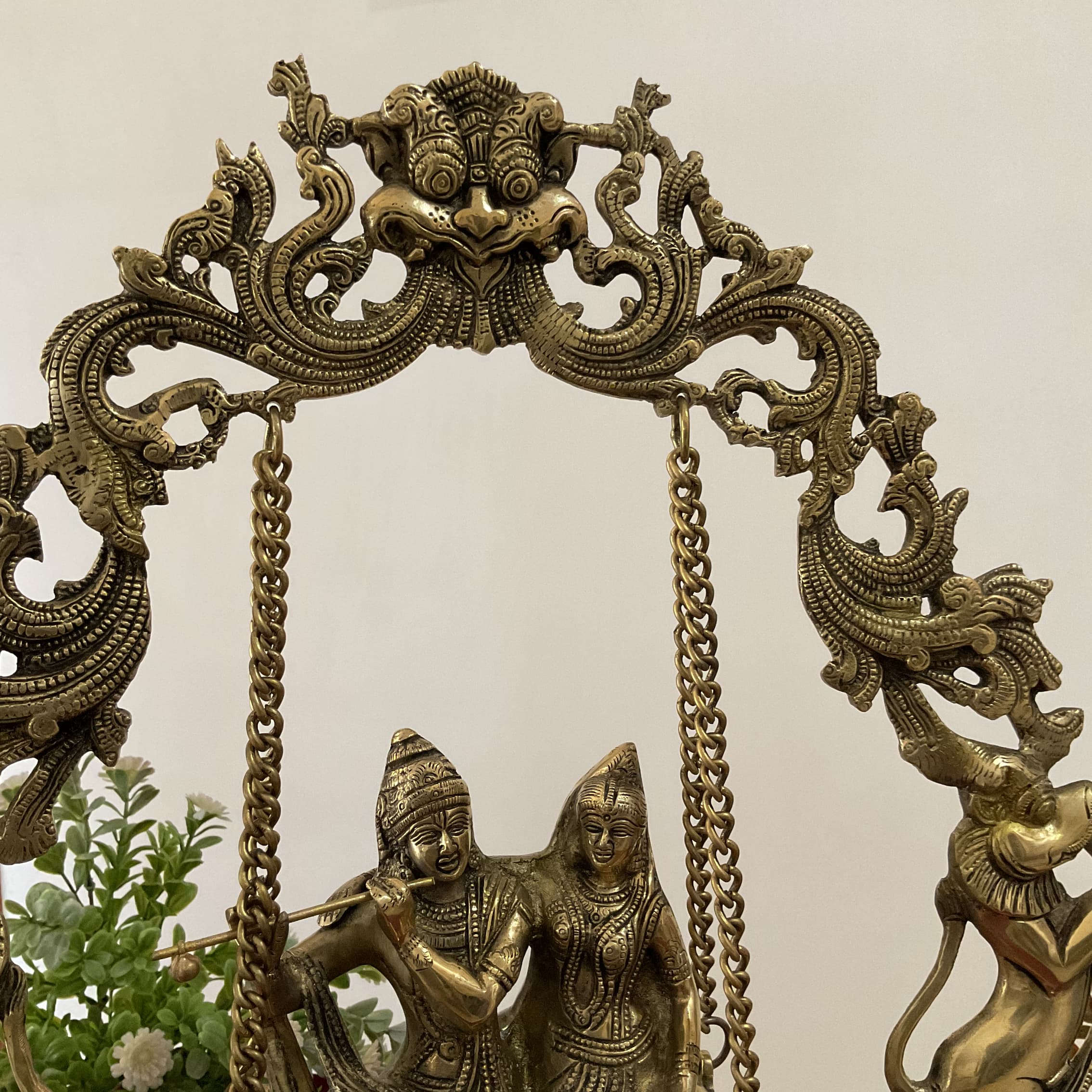 Radha Krishna Swing Brass Idol - Krishna Statue For Home Decor