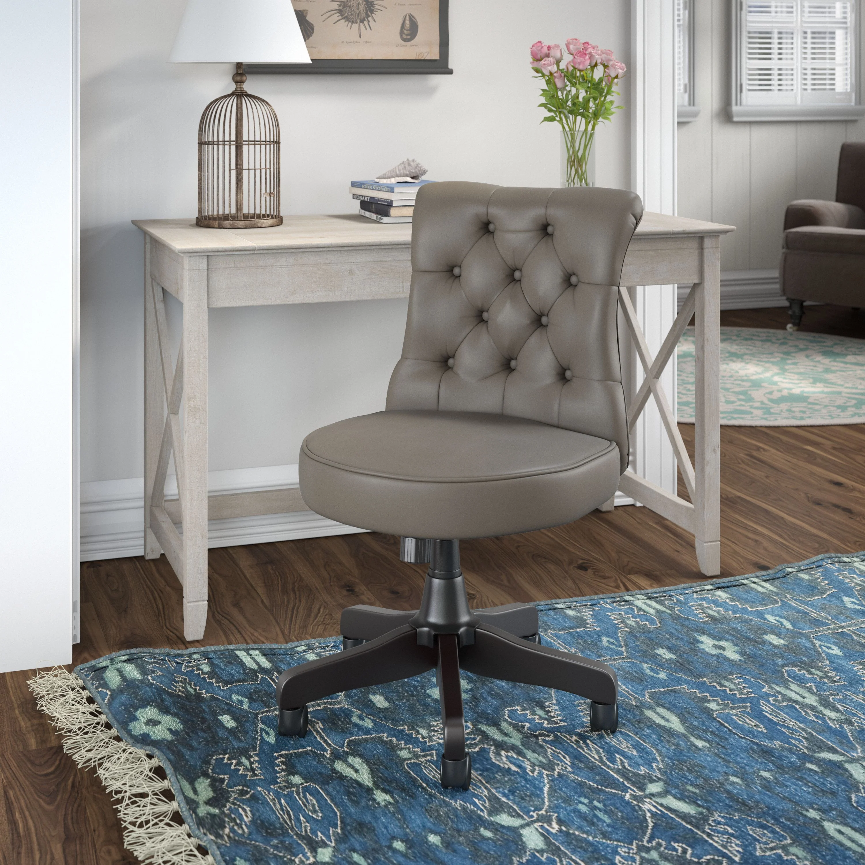 Key West 48W Writing Desk with Mid Back Tufted Office Chair