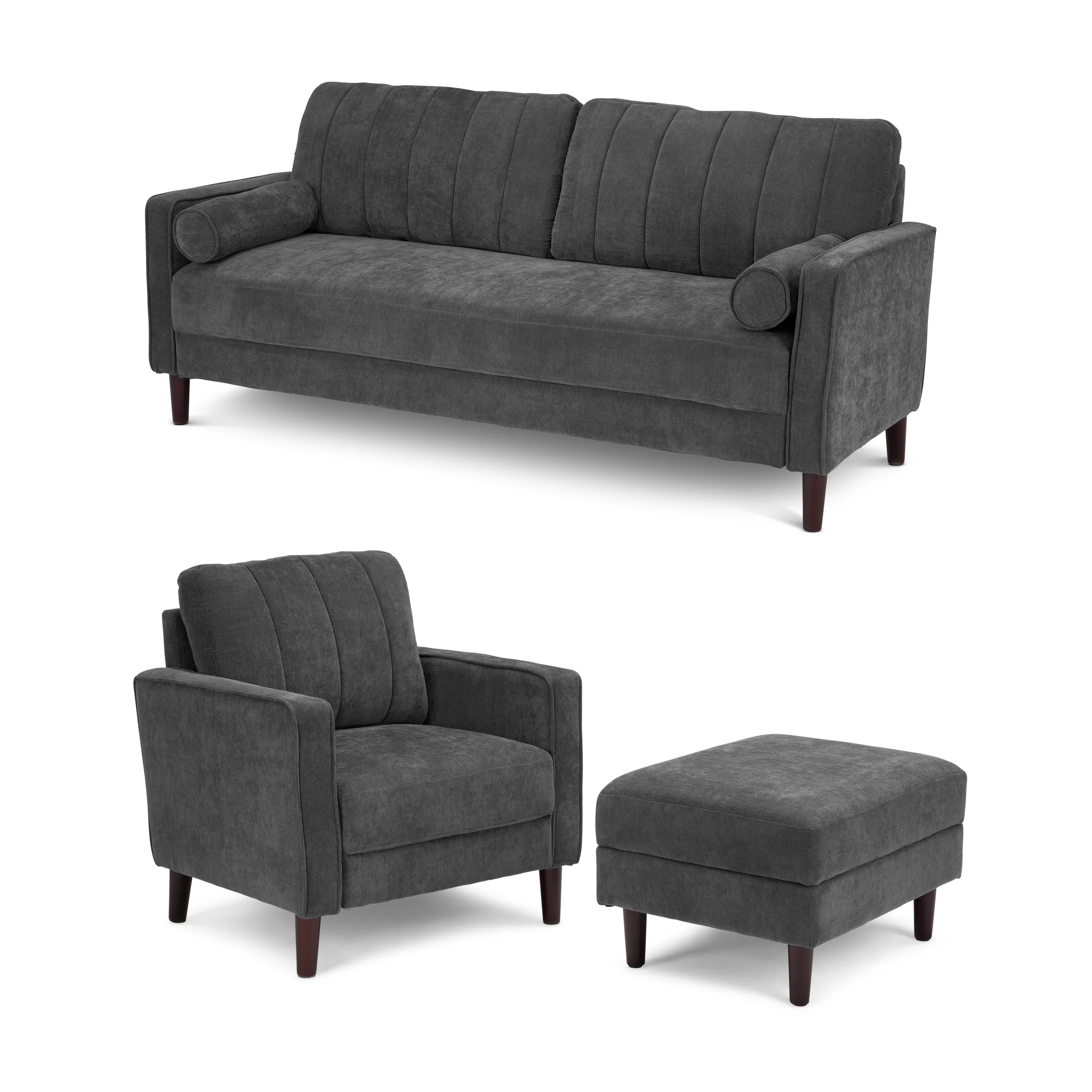 Bush Home Max 77W Sofa, 32W Accent Chair, and Storage Ottoman