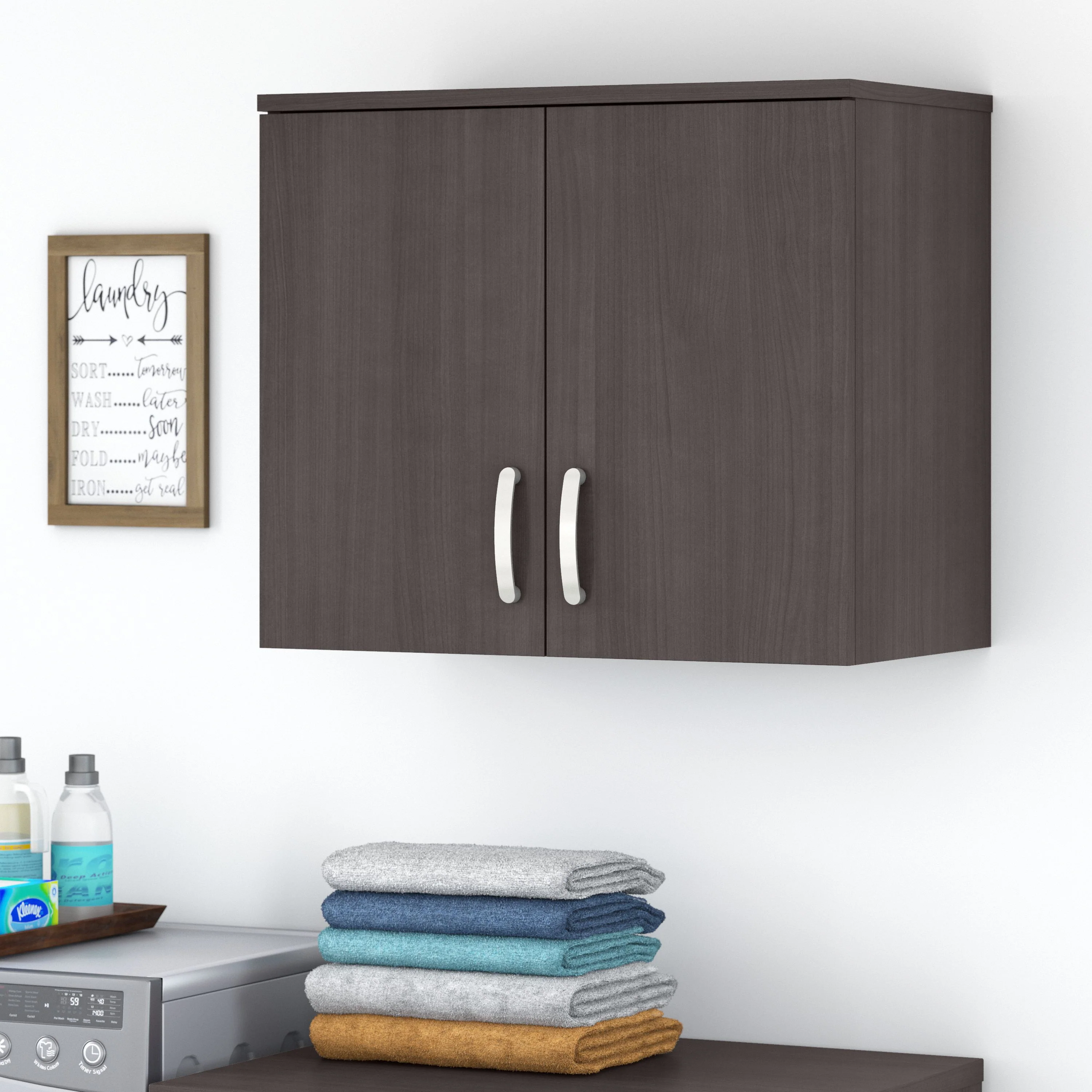 Universal Laundry Room Wall Cabinet with Doors and Shelves