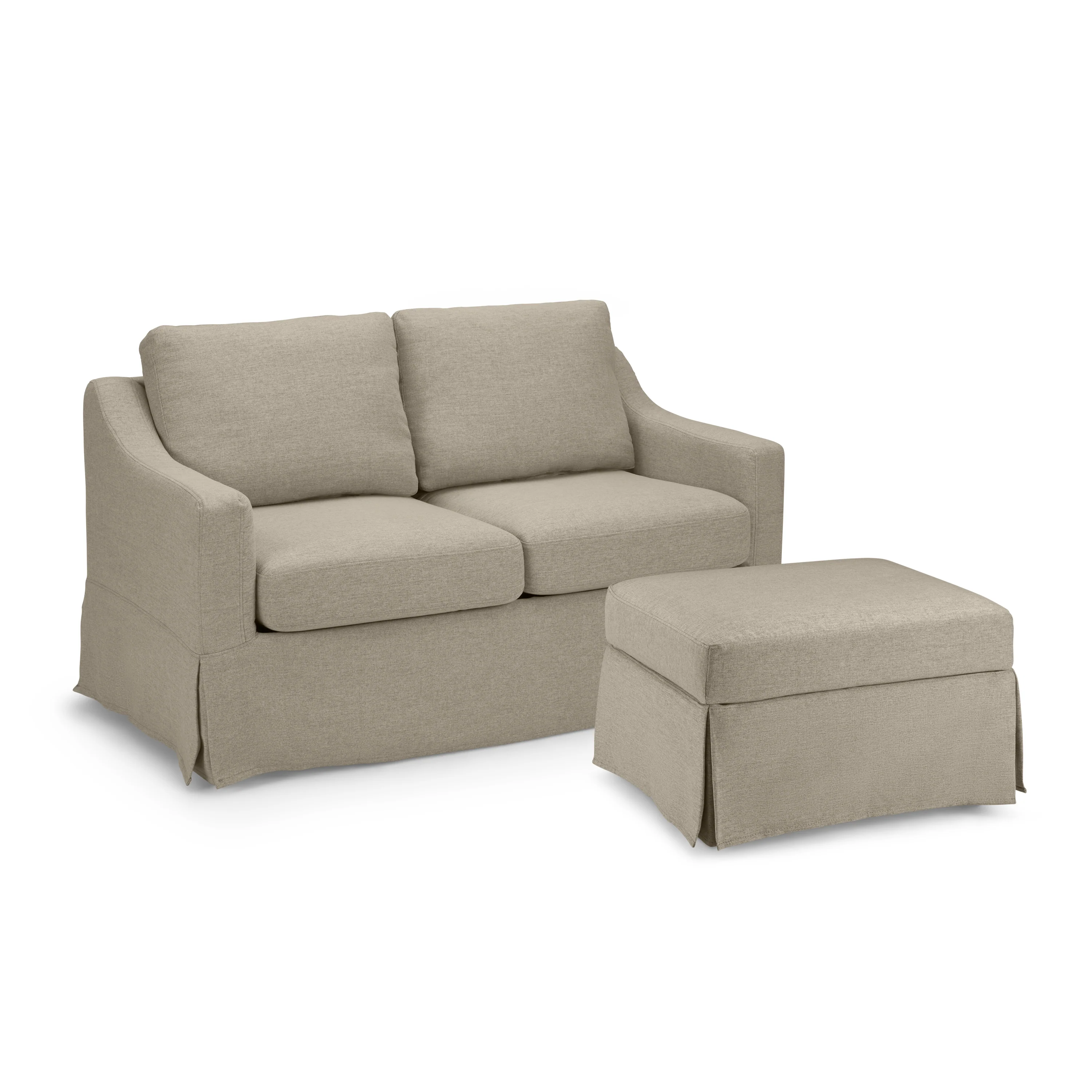 Bush Home Harper 57W Loveseat and Storage Ottoman with Slipcovers