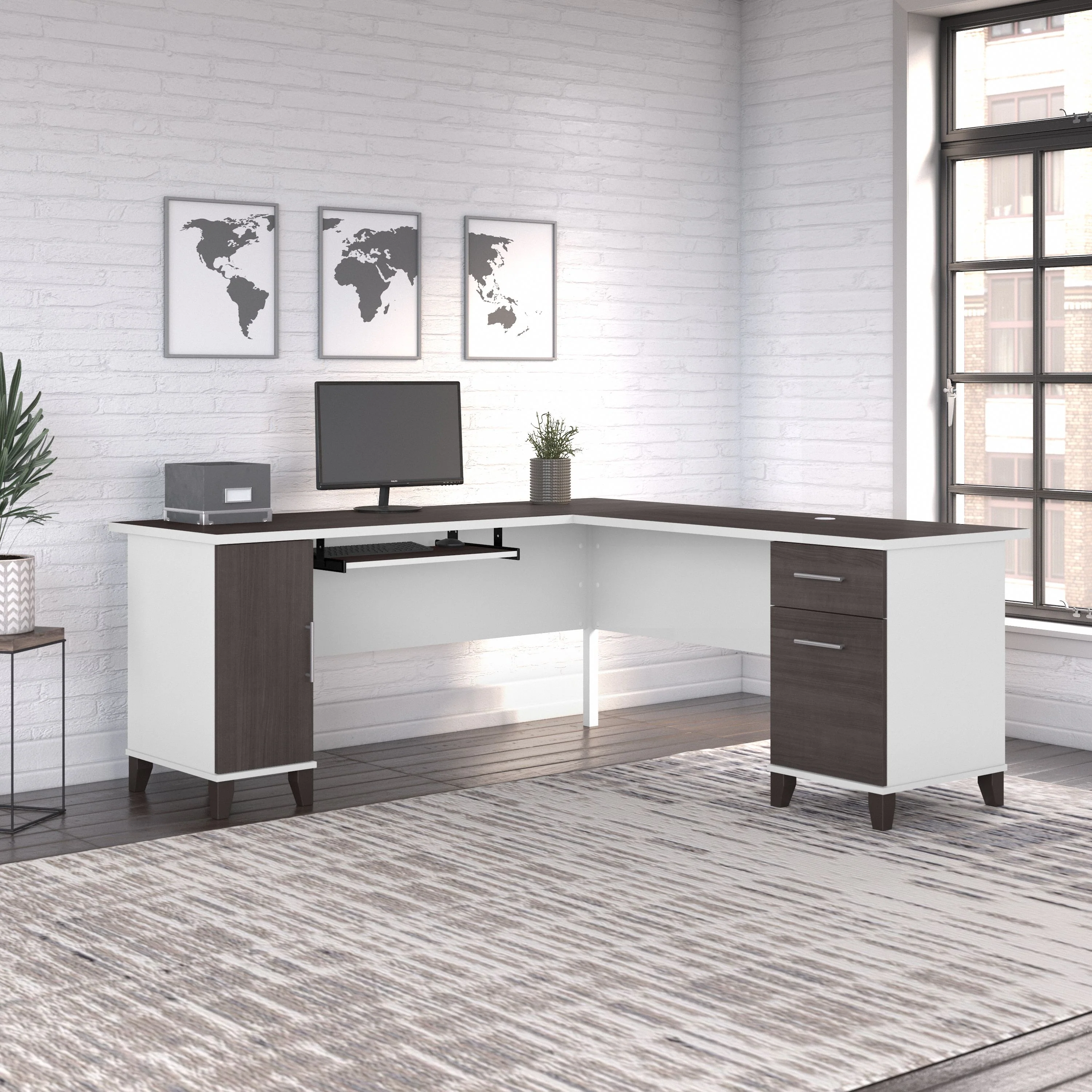 Somerset 72W L Shaped Desk with Storage