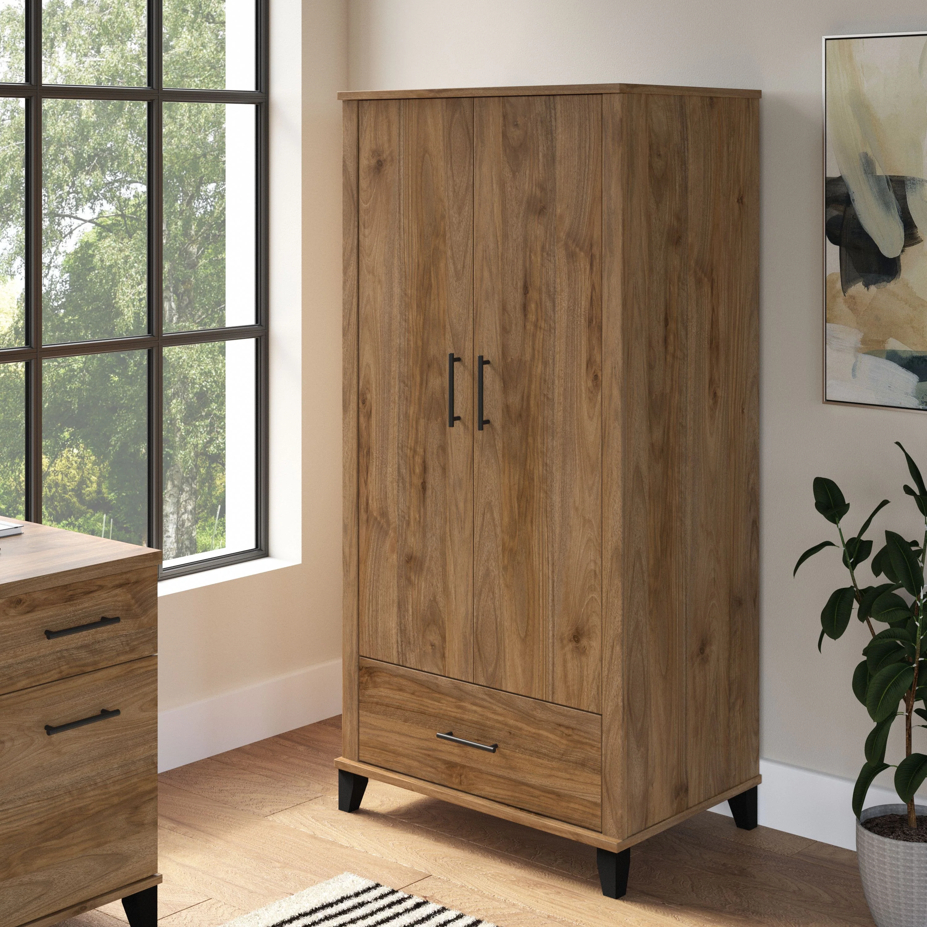 Somerset Tall Storage Cabinet with Doors and Drawer