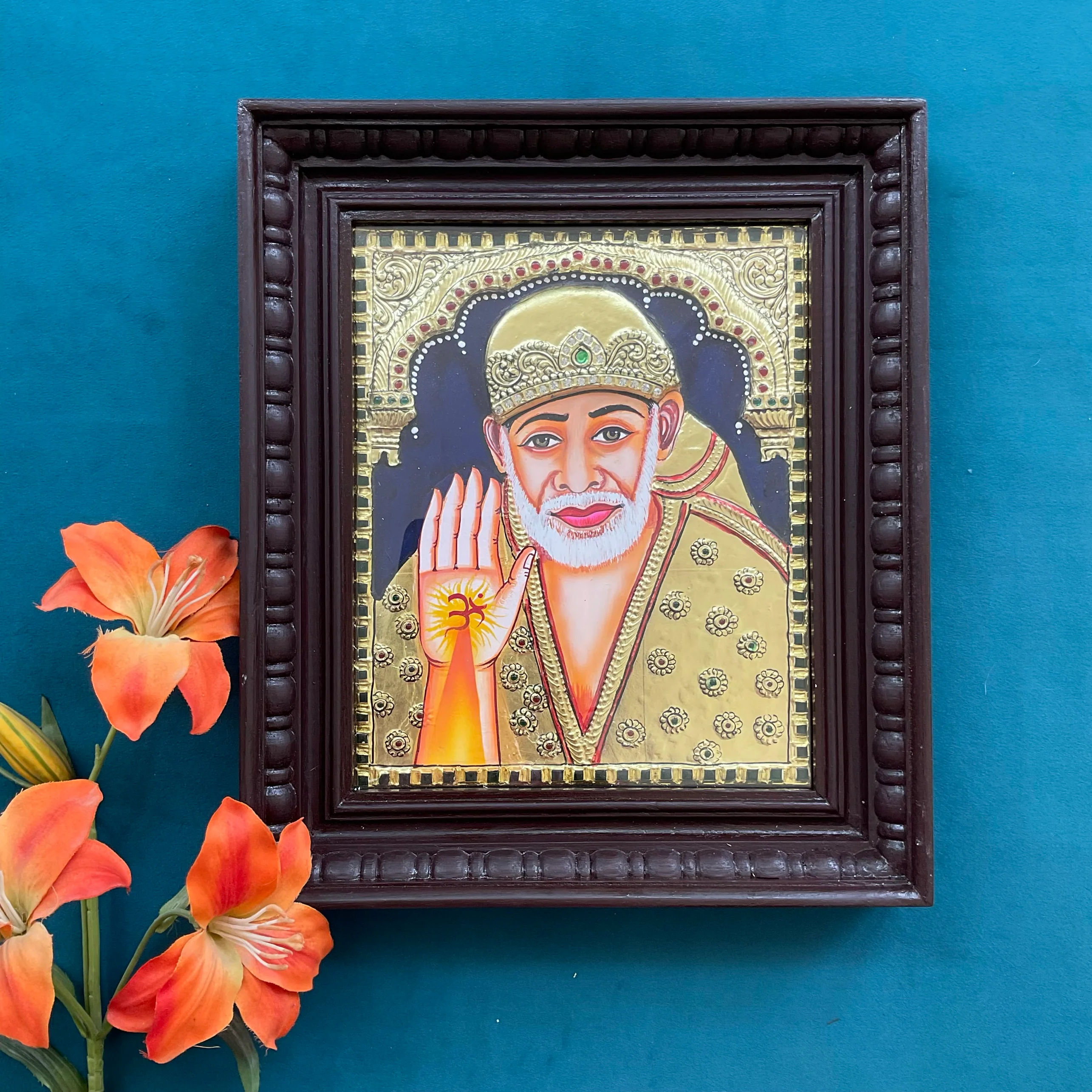 Sai Baba Tanjore Painting - Traditional Wall Art