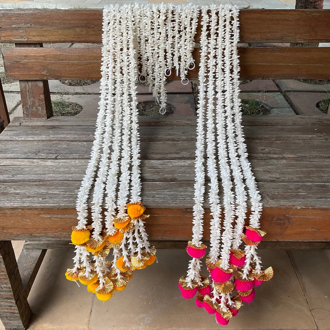 Veni With Yellow & Pink Hanging (Set of 10) - Festive Decoration Wall Hanging