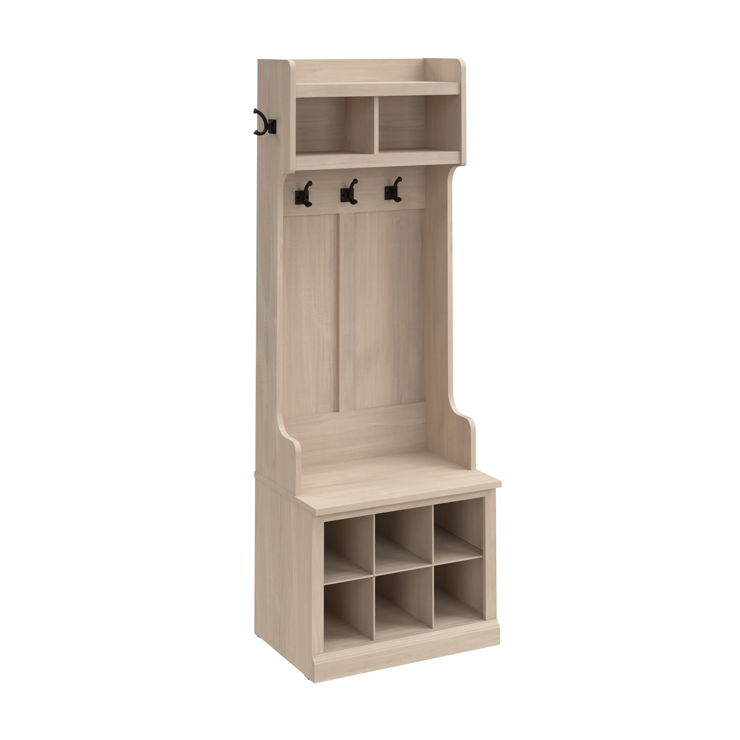 Woodland 24W Hall Tree and Small Shoe Bench with Shelves