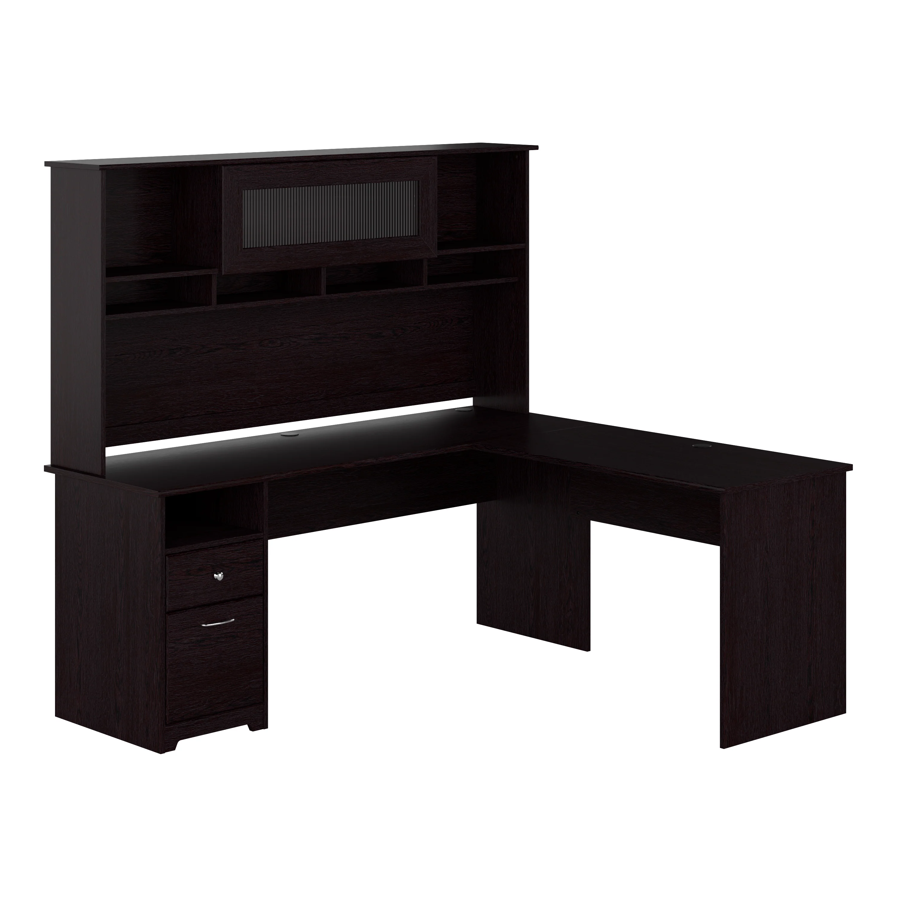Cabot 72W L Shaped Computer Desk with Hutch and Drawers