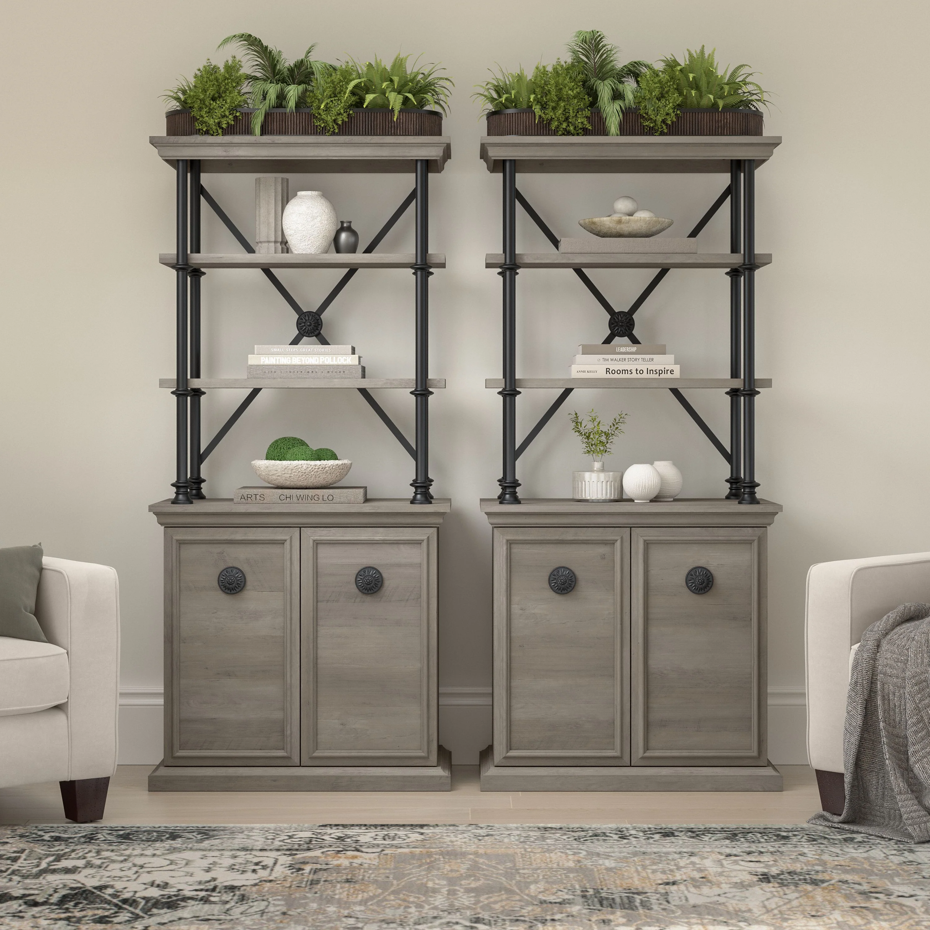 Coliseum Designer Bookcase with Doors (Set of Two)
