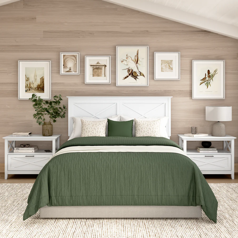 Bush Home Key West 65W Full/Queen Headboard with Set of 2 Nightstands