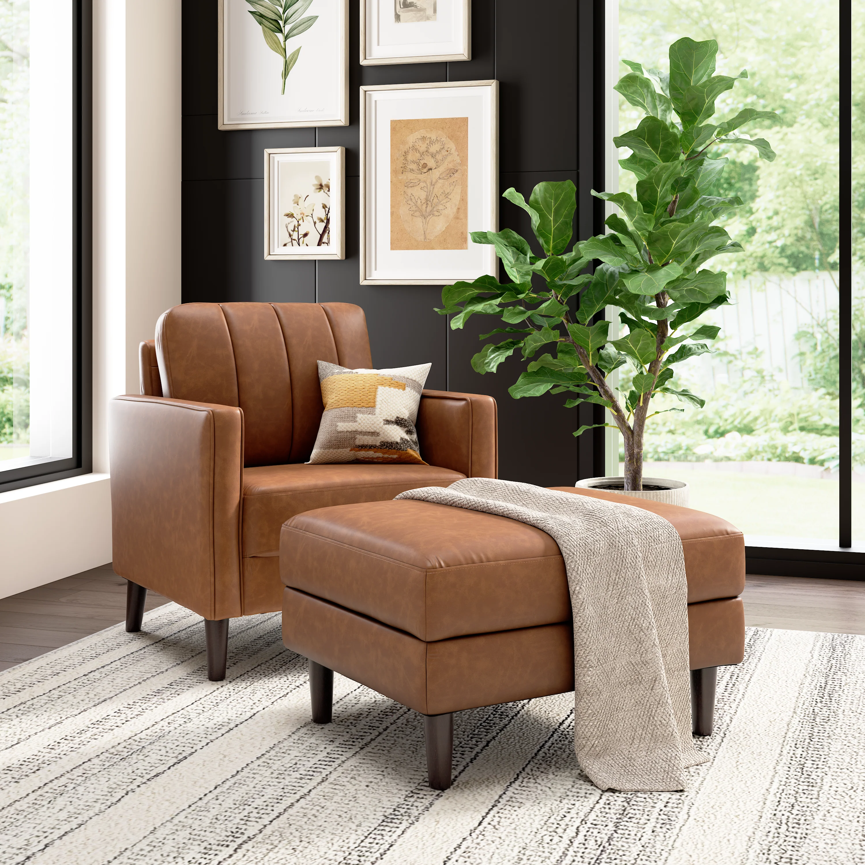 Bush Home Max Accent Chair and Storage Ottoman