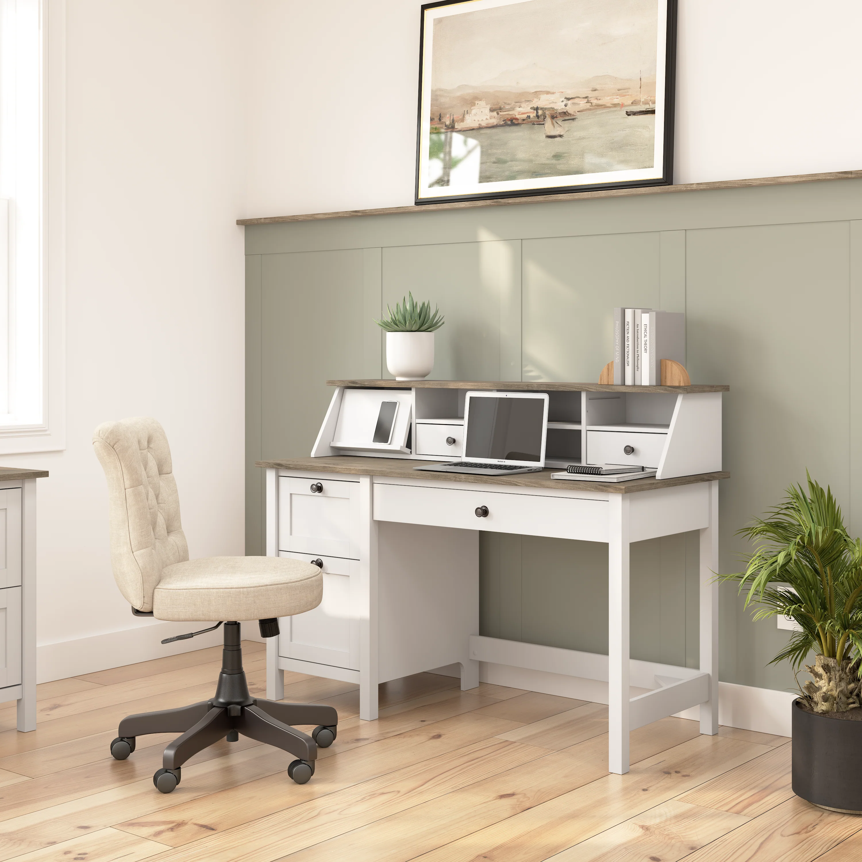 Mayfield 54W Computer Desk with Drawers and Desktop Organizer