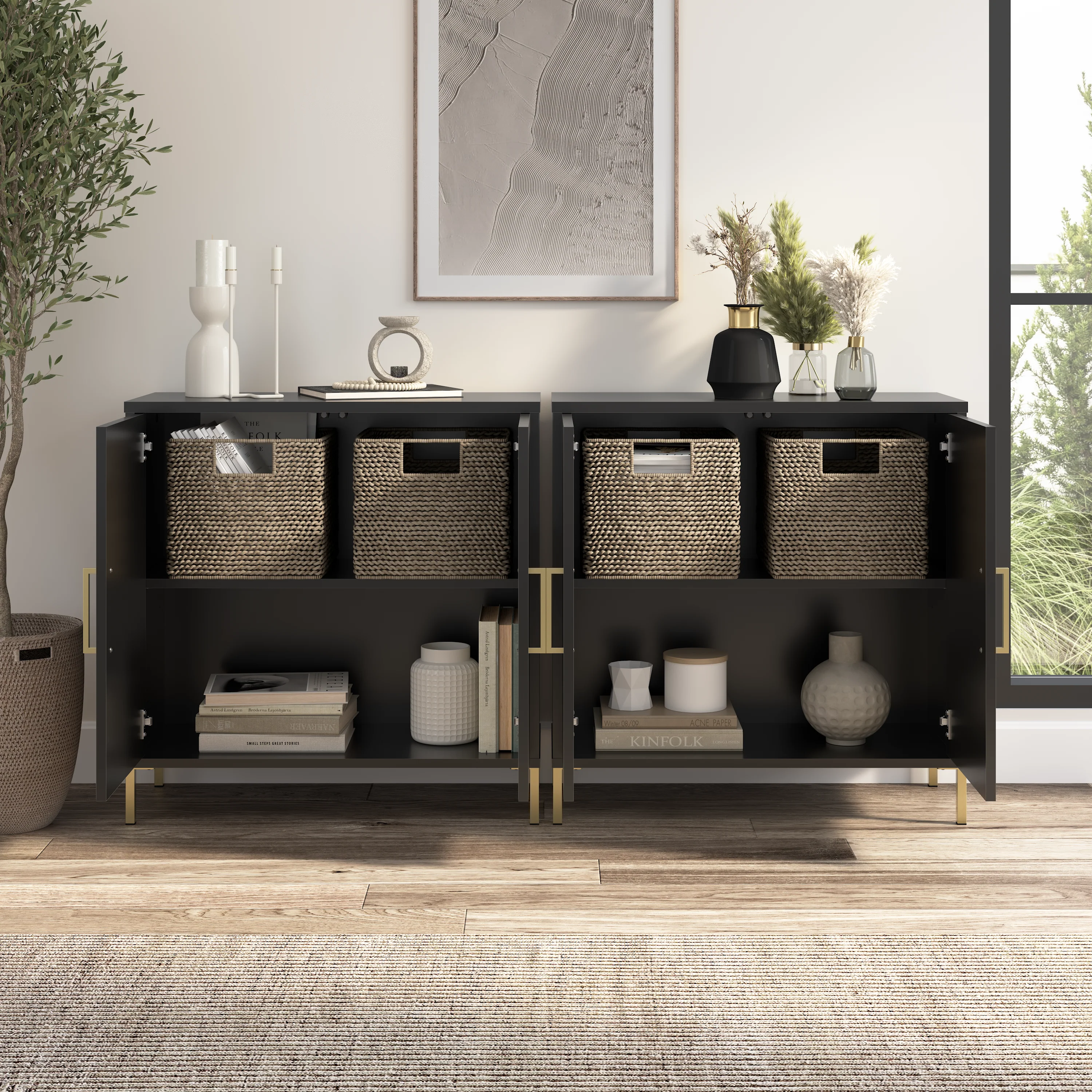 Soho Low Storage Cabinet with Doors - Set of 2