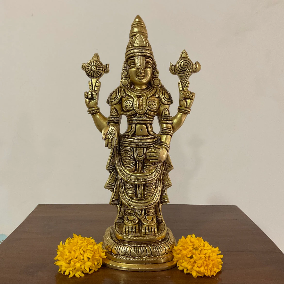 Lord Balaji Brass Idol -  Tirupati Statue - Decorative Murti Home Decor