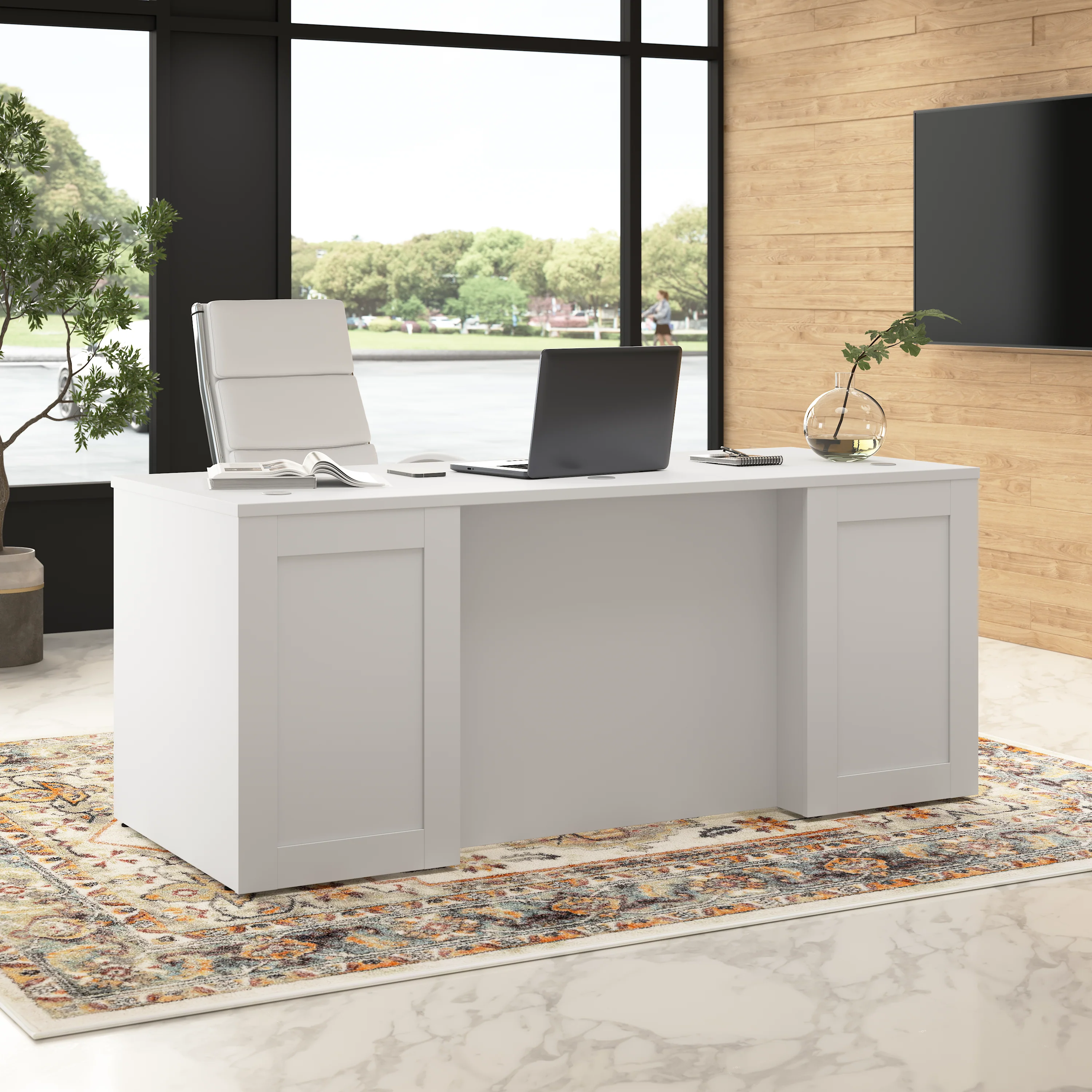 Hampton Heights 72W x 30D Executive Desk with Mobile File Cabinets
