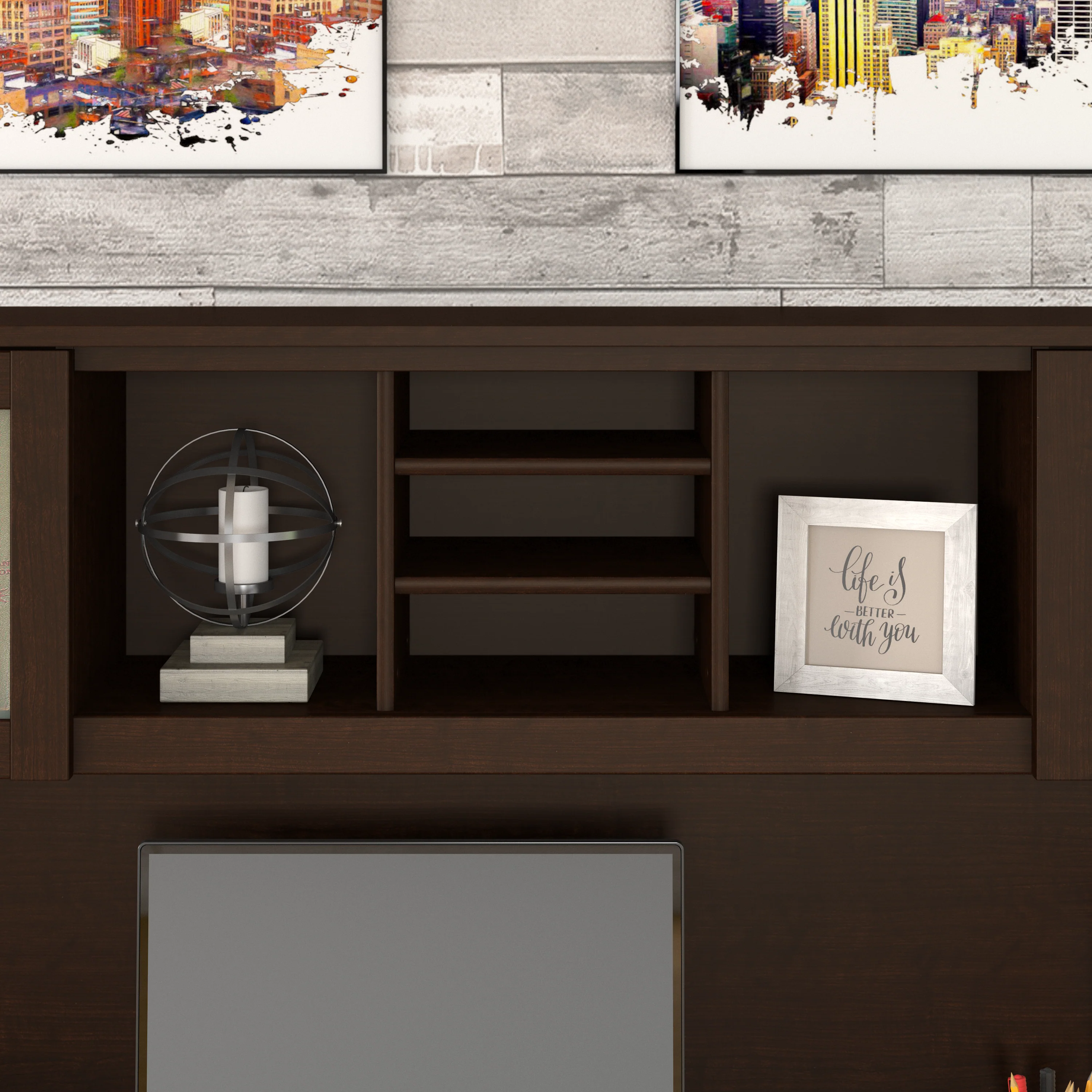 Somerset 72W Office Desk with Hutch and 5 Shelf Bookcase