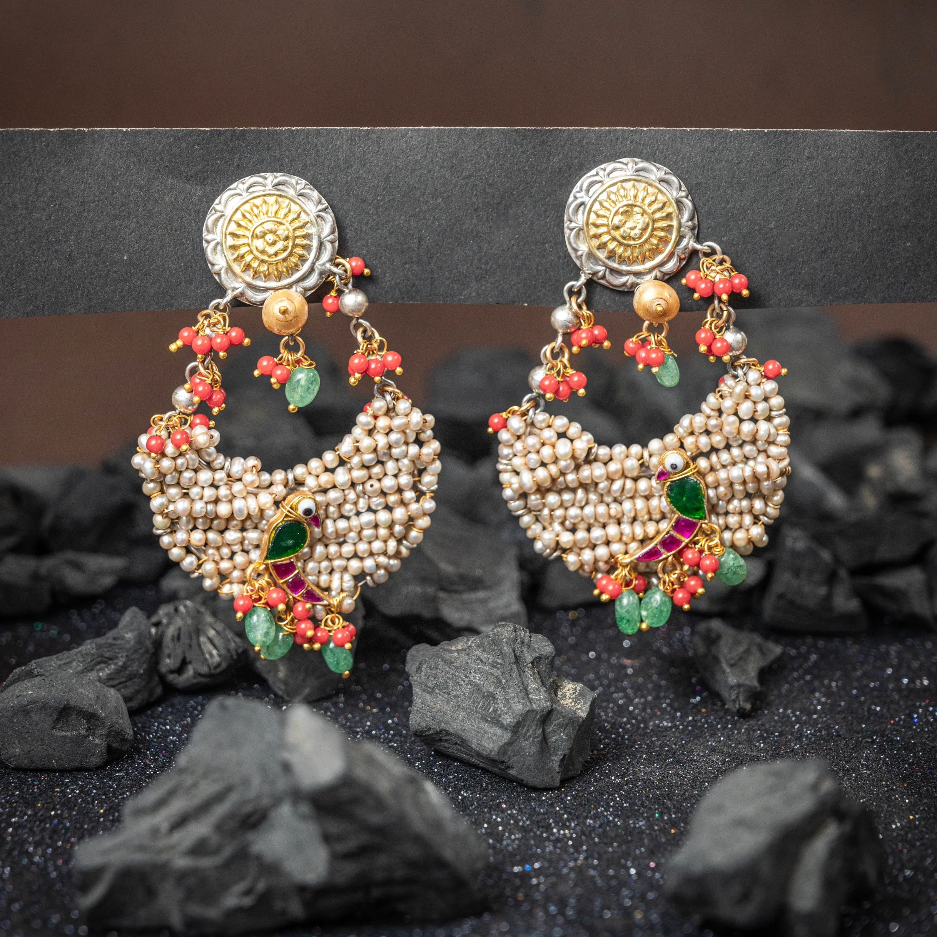 Royal Elegance Parrot Pearl Drop Earring - Sterling Silver