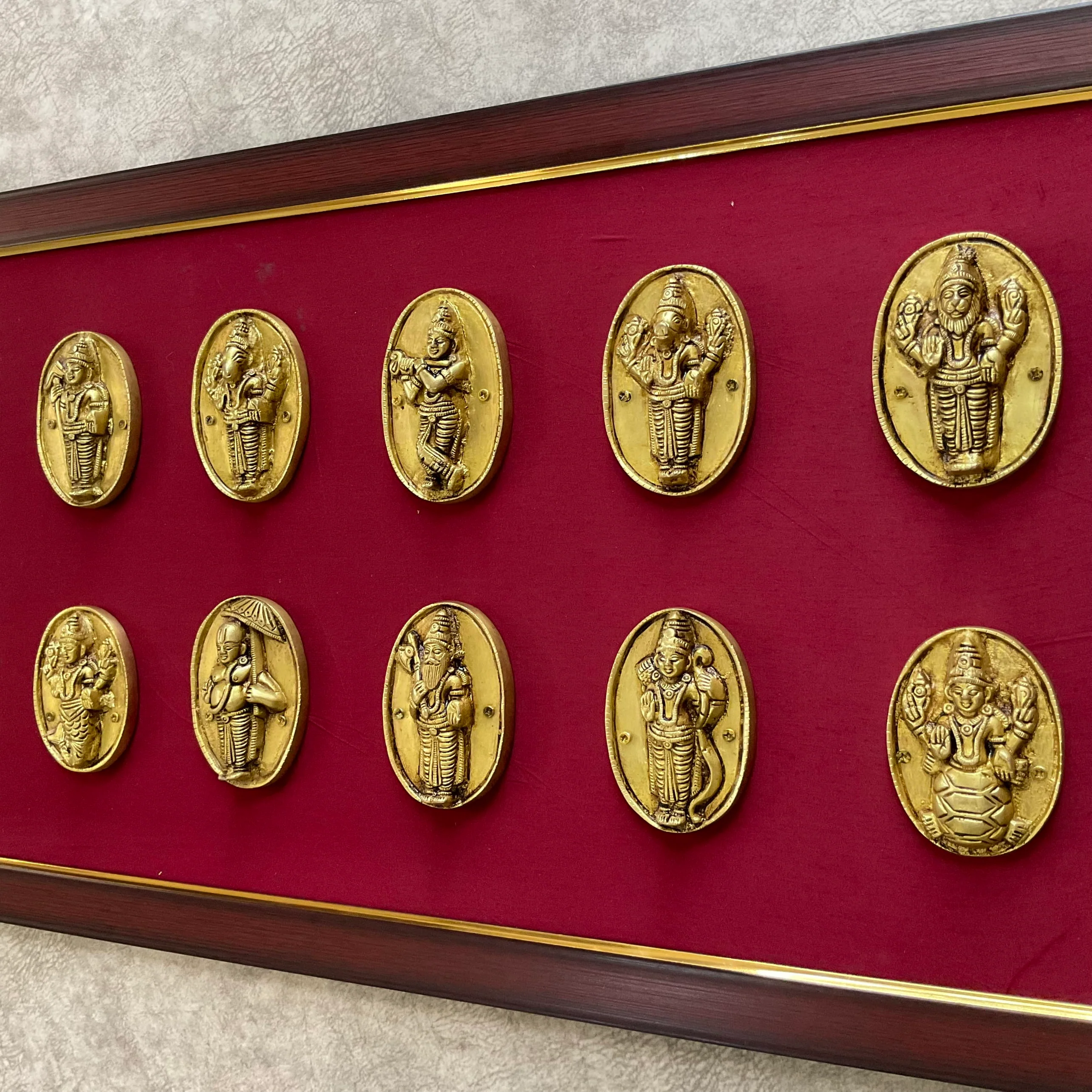 Lord Vishnu Dashavatar Brass Framed Divine Wall Hanging